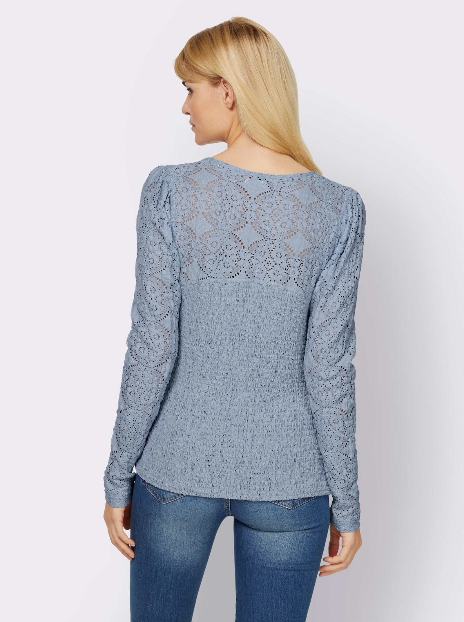 heine Langarmshirt mit Knopfleiste - bleu