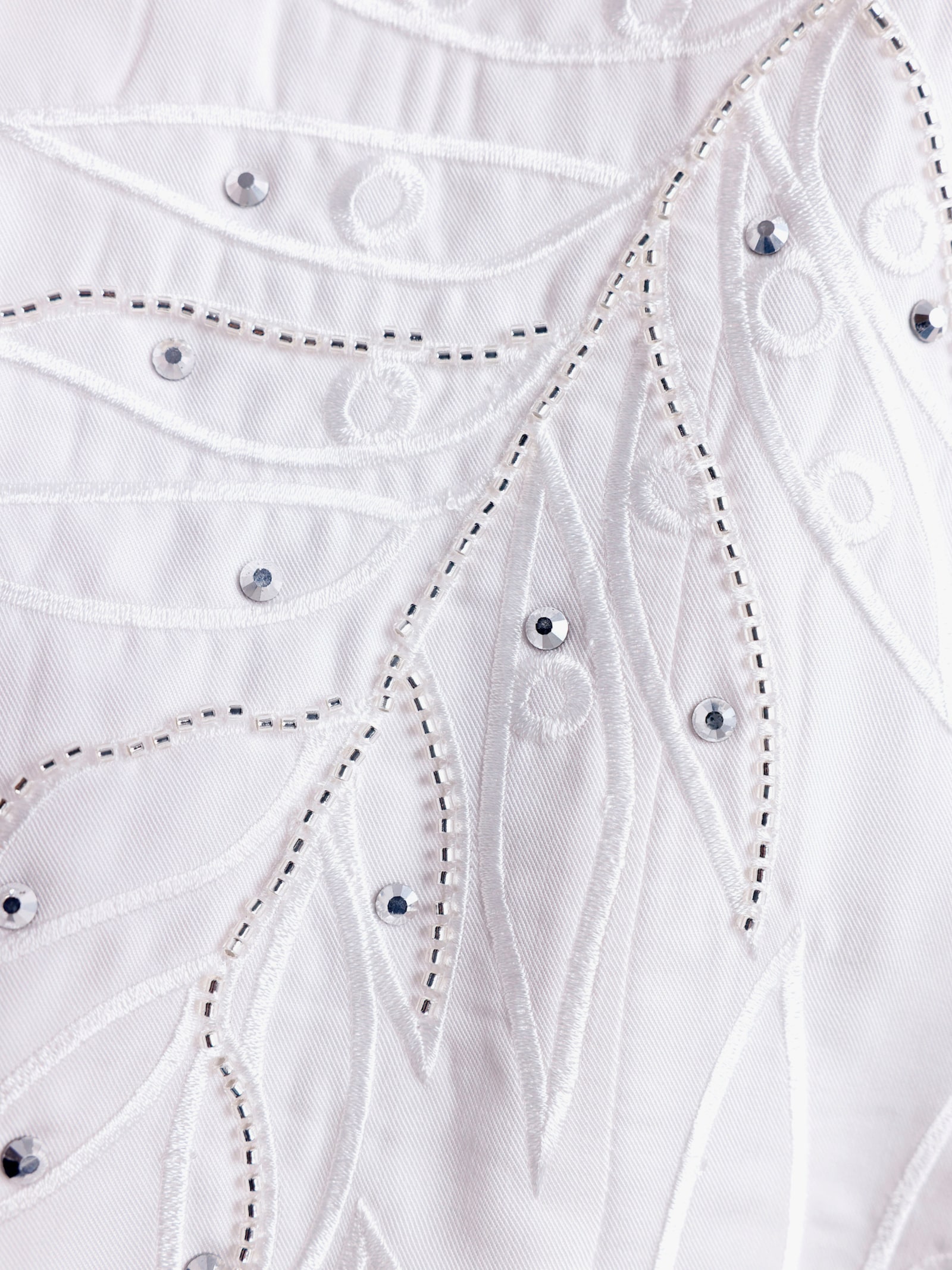 CREATION L PREMIUM Langarm-Bluse mit Glitzersteinchen - ecru