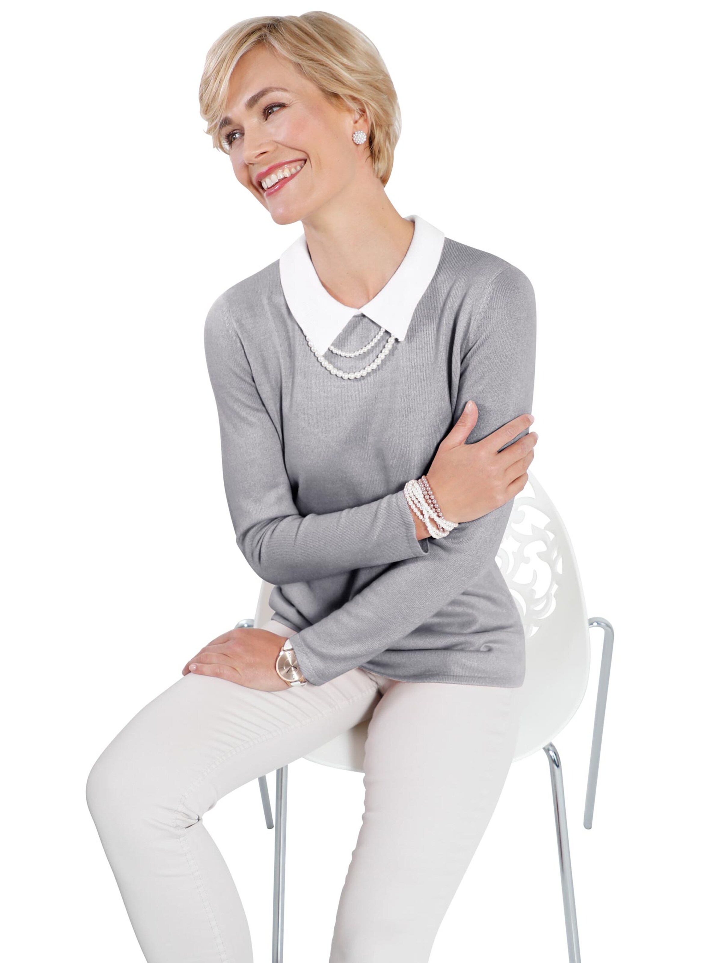 Pullover - silbergrau