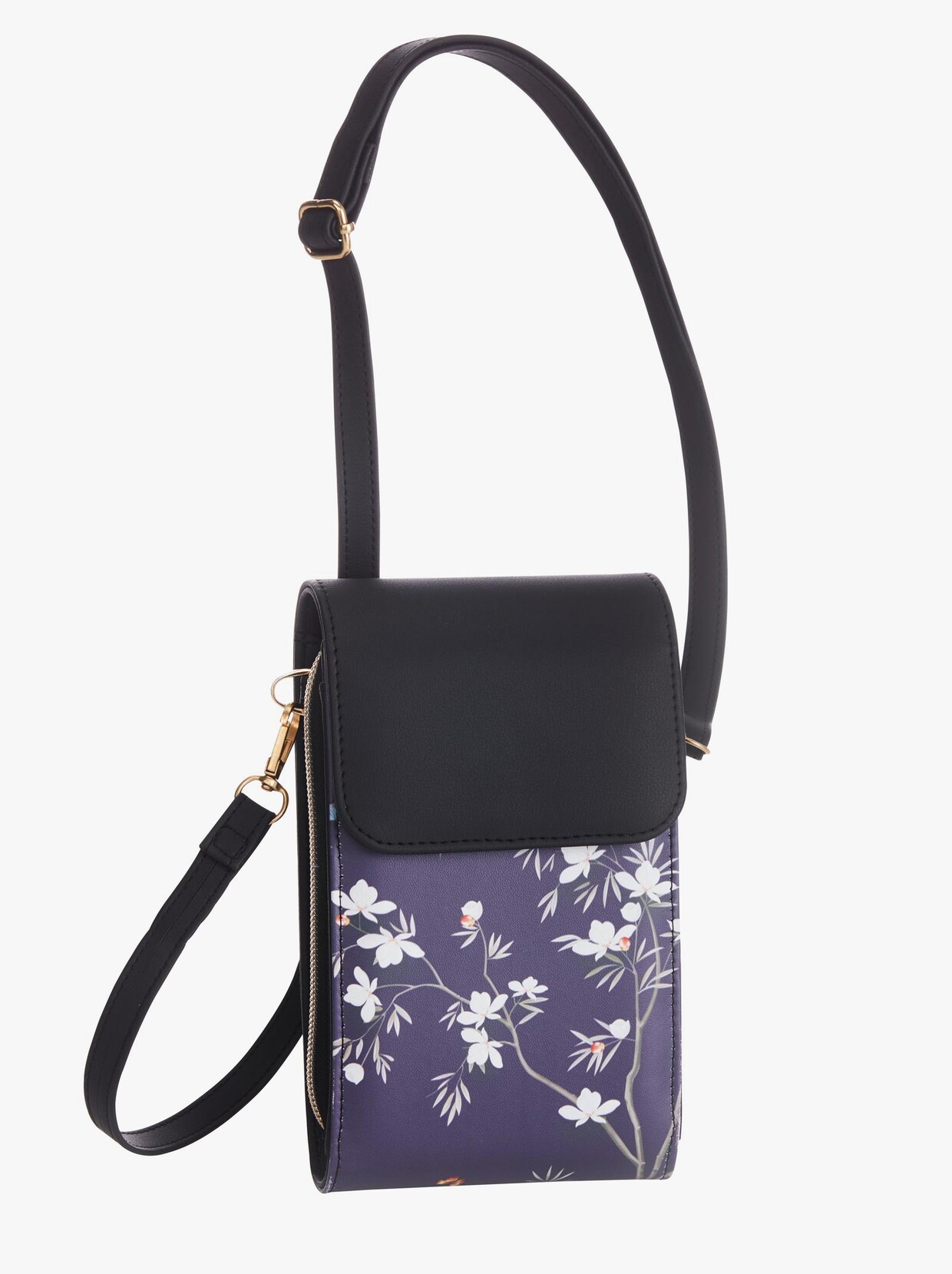 Handy-Tasche - schwarz-geblümt