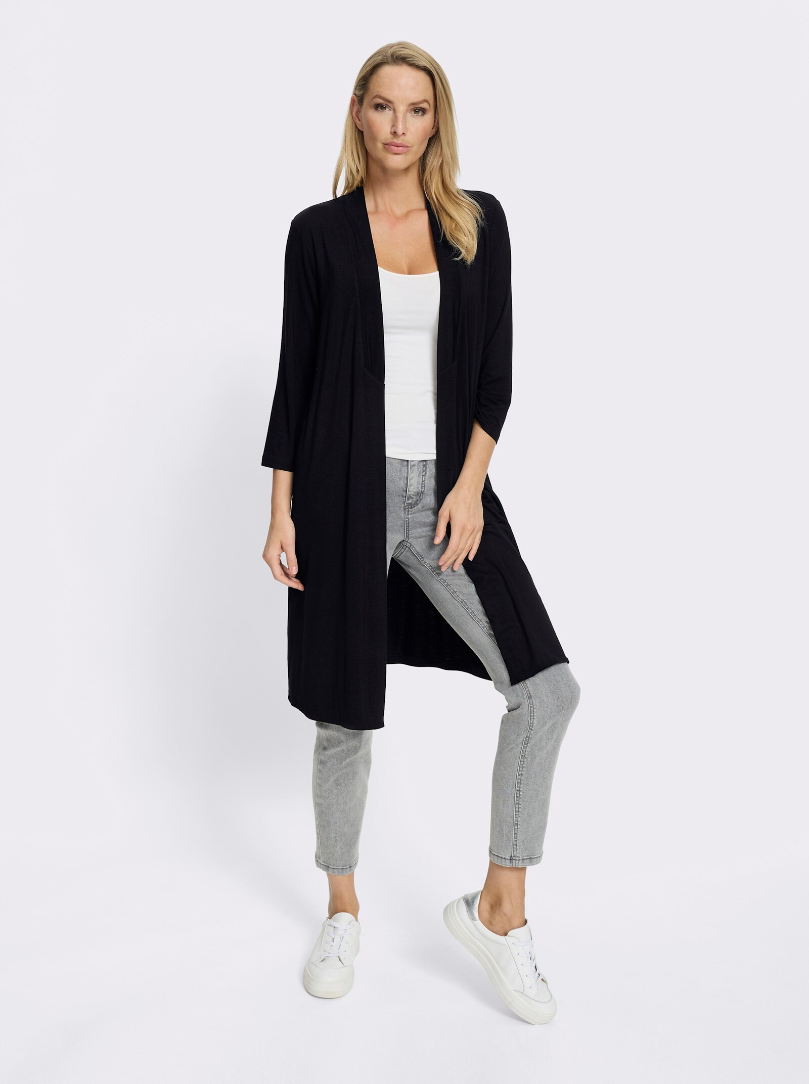 heine Shirtjacke verschlusslos - schwarz