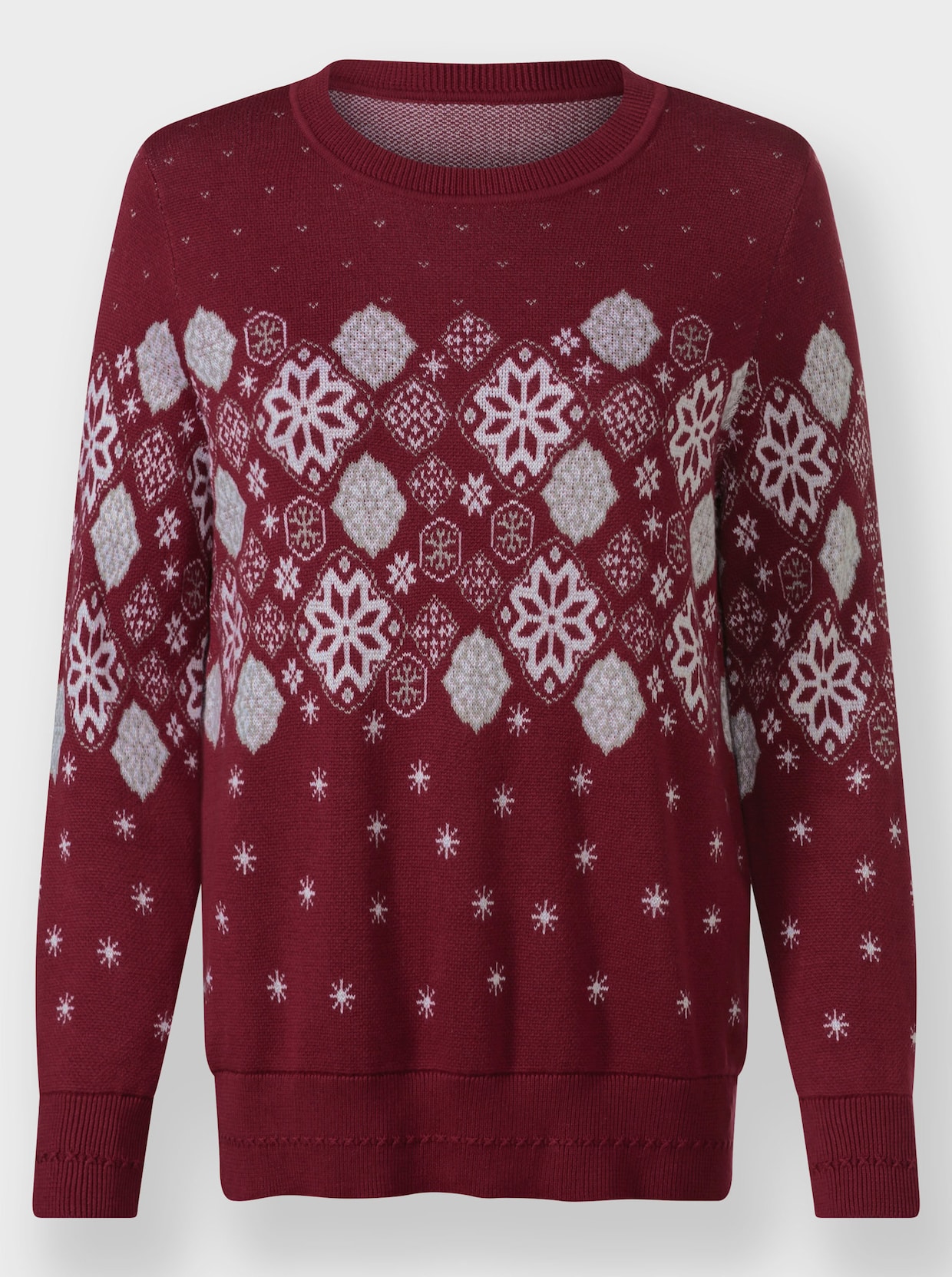 Jacquard-Pullover - dunkelrot-gemustert
