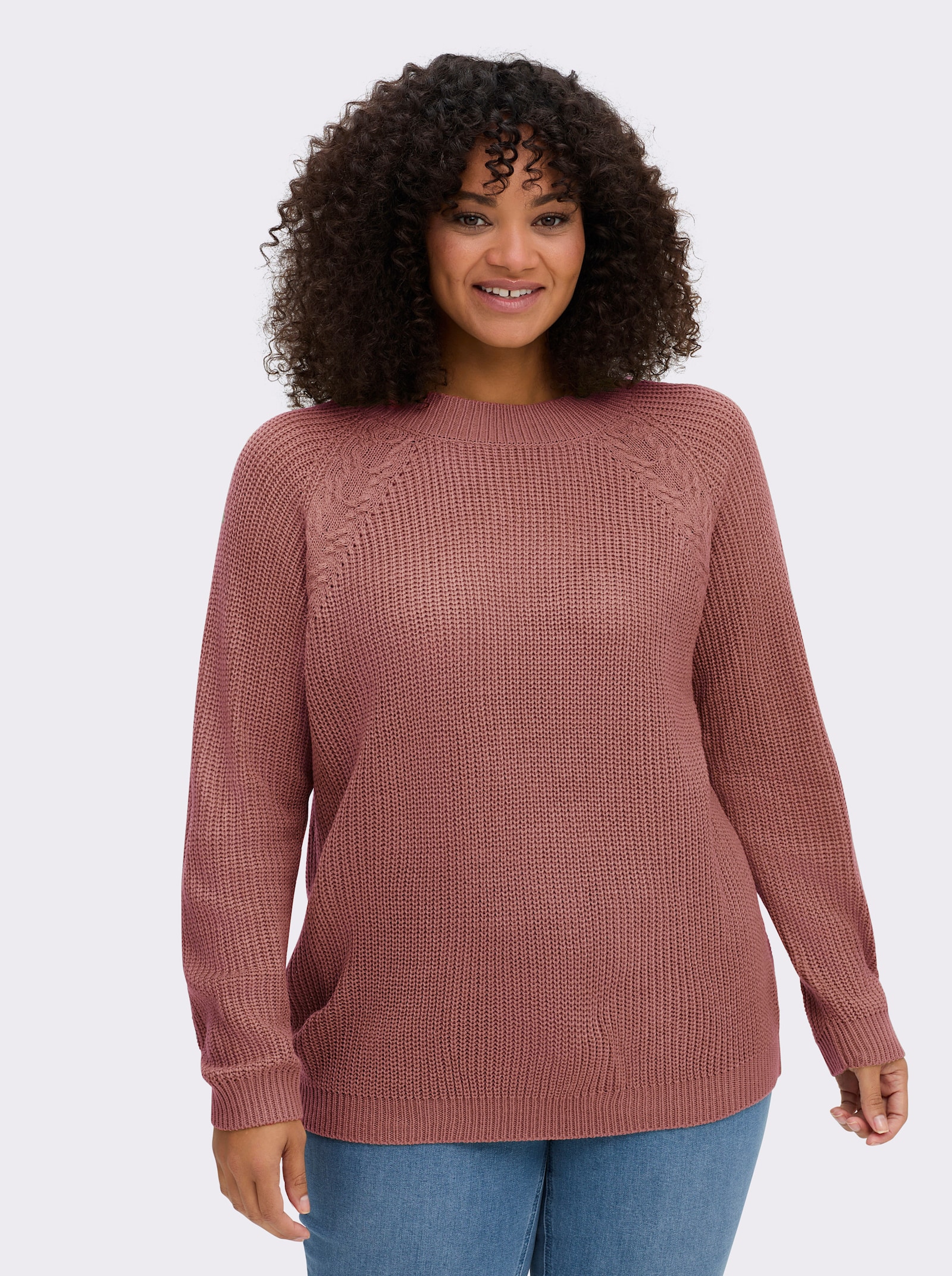 Stehkragenpullover mit Raglan-Ärmeln - rosenholz