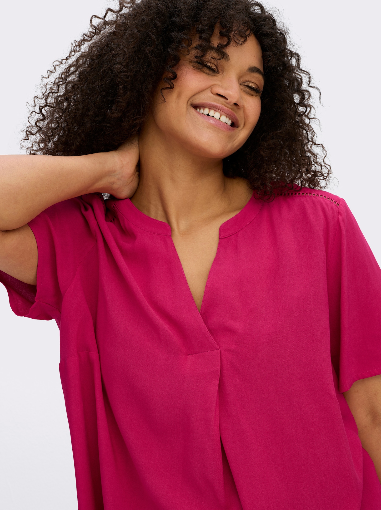 sheego Tunika mit Spitze - pink