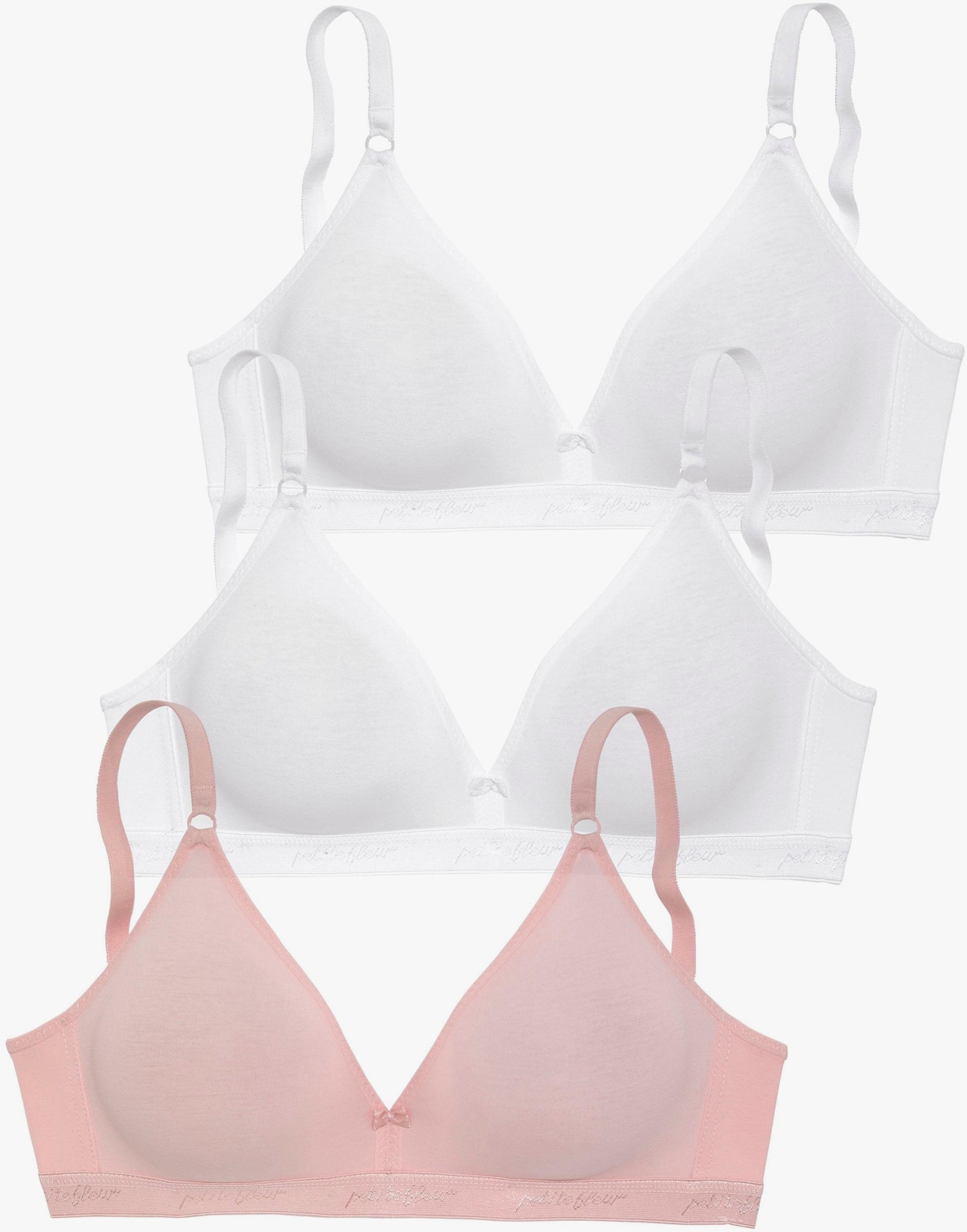 petite fleur Soutien-gorge Bralette - 2x blanc + 1x rose