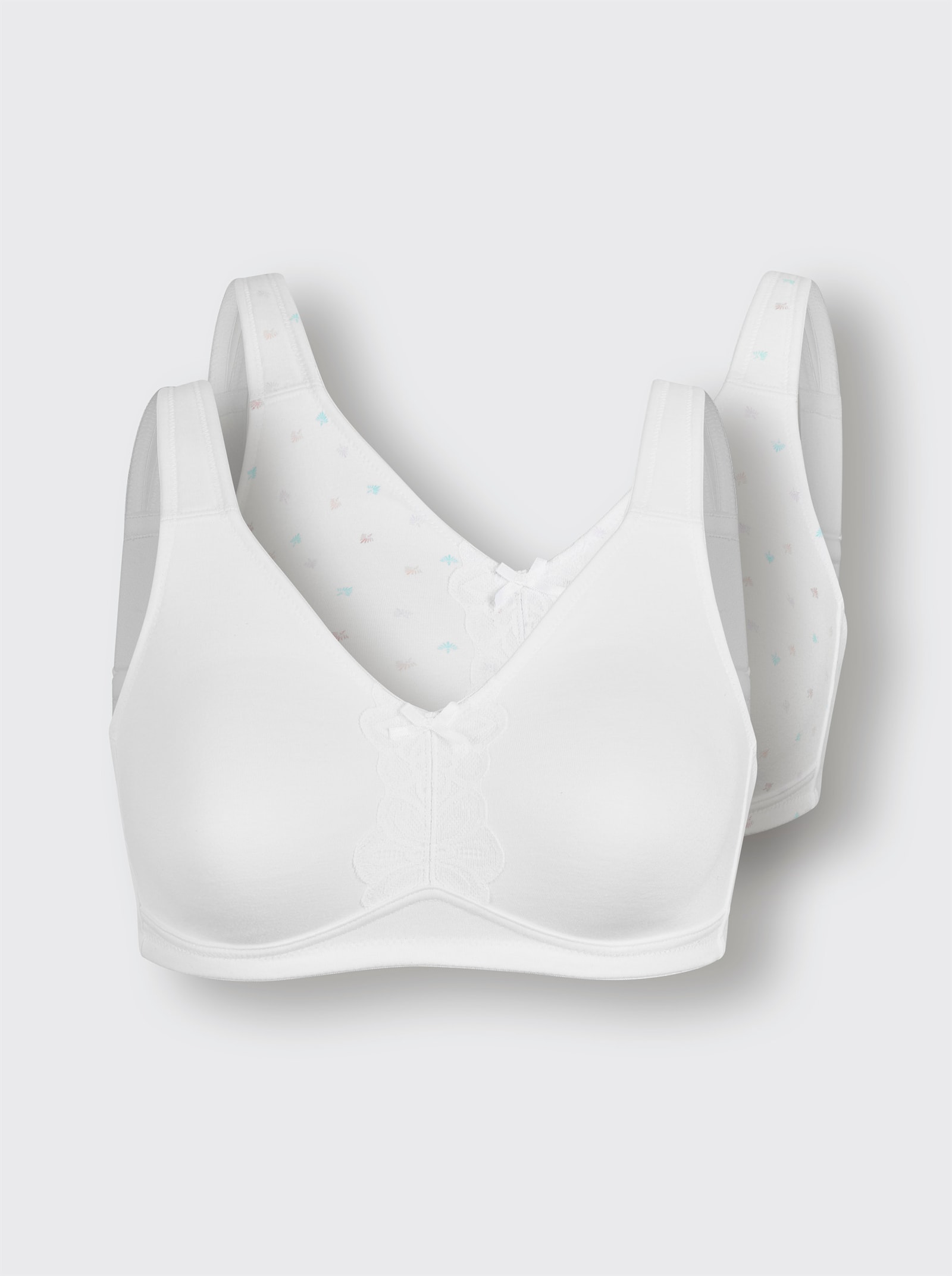 wäschepur Komfort-BH ohne Bügel - weiß + weiß-bedruckt