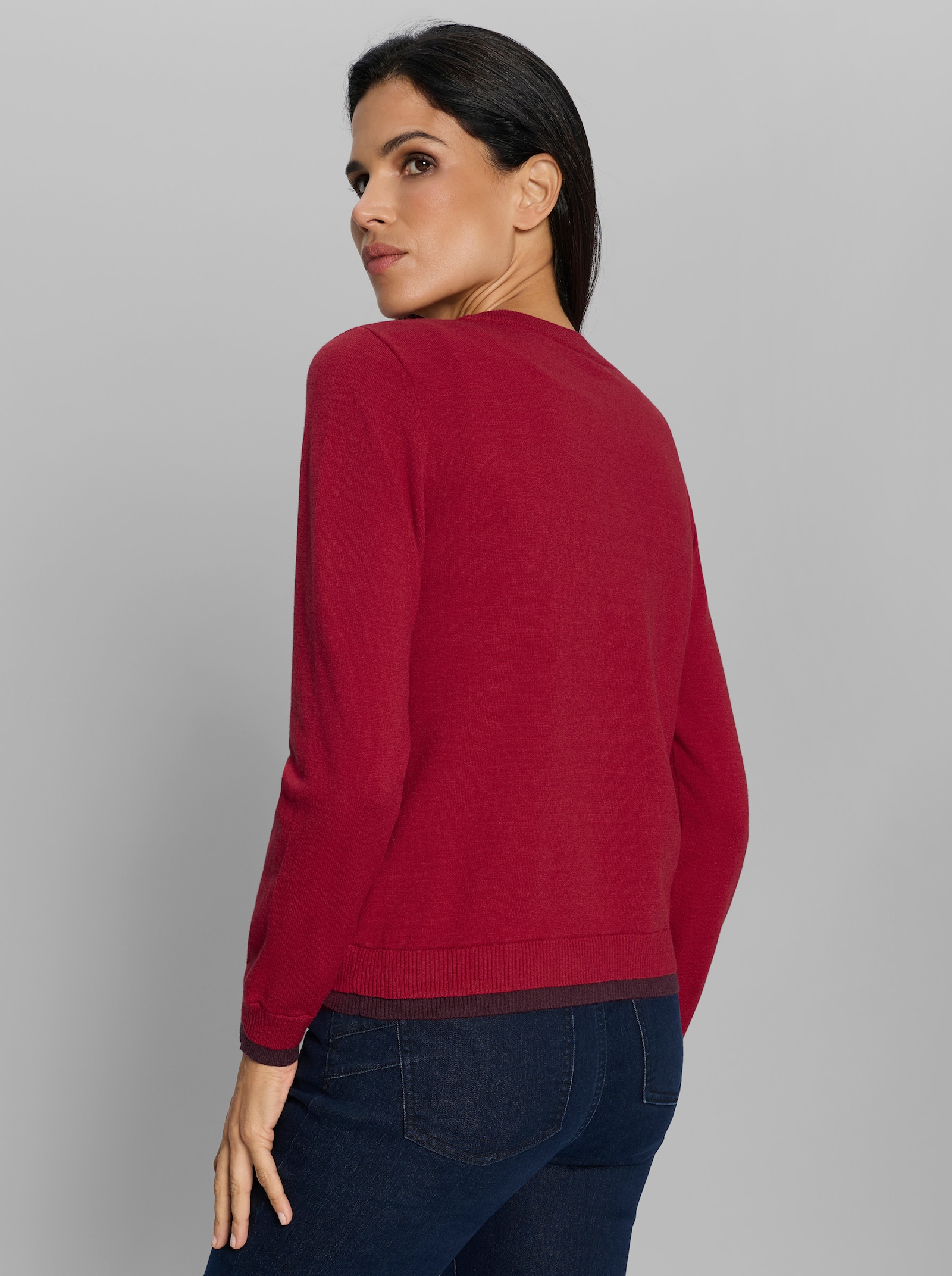 heine Strickjacke mit goldfarbenen Knöpfen - rot-burgund