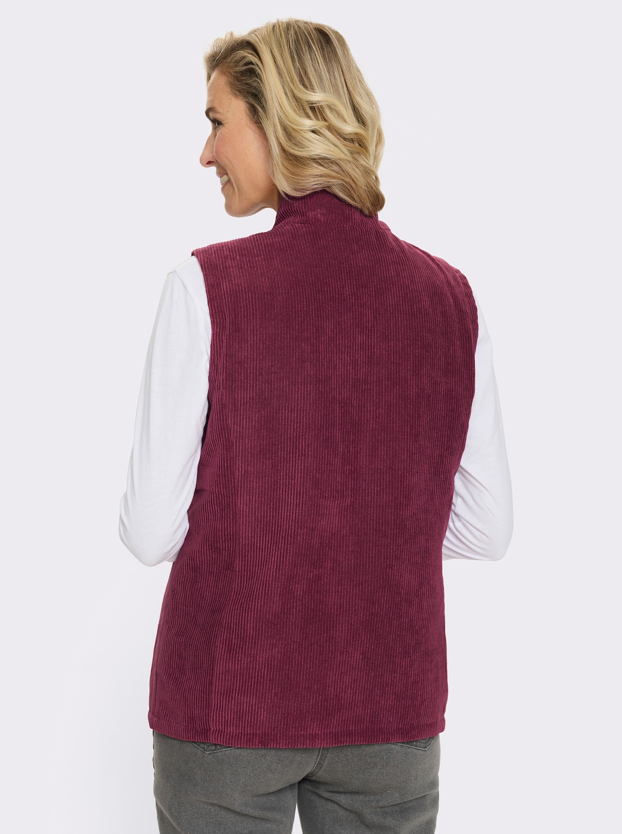 Keerbaar gilet met opstaande kraag - bordeaux