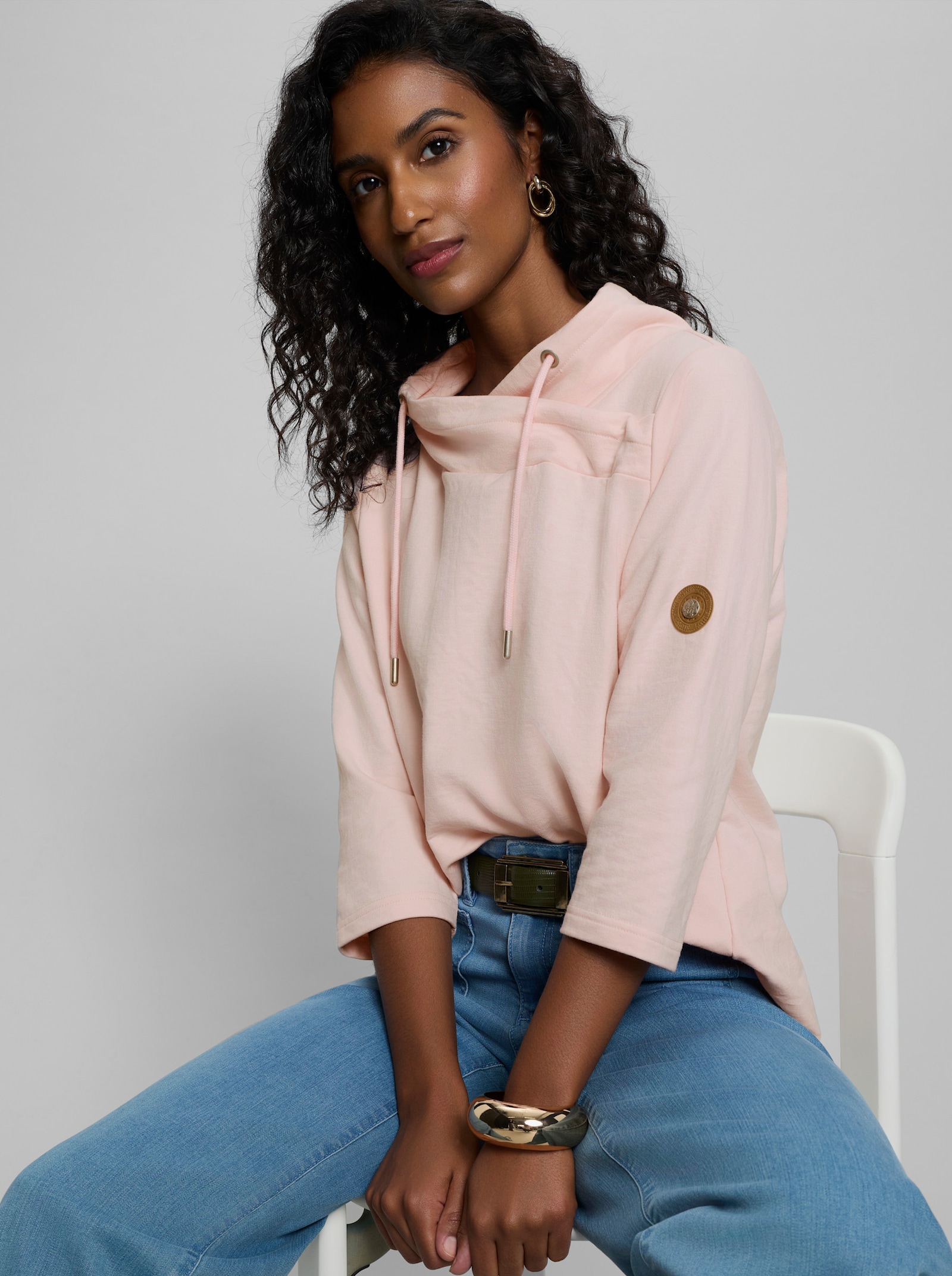 heine Sweatshirt mit Stehkragen - hellrosé