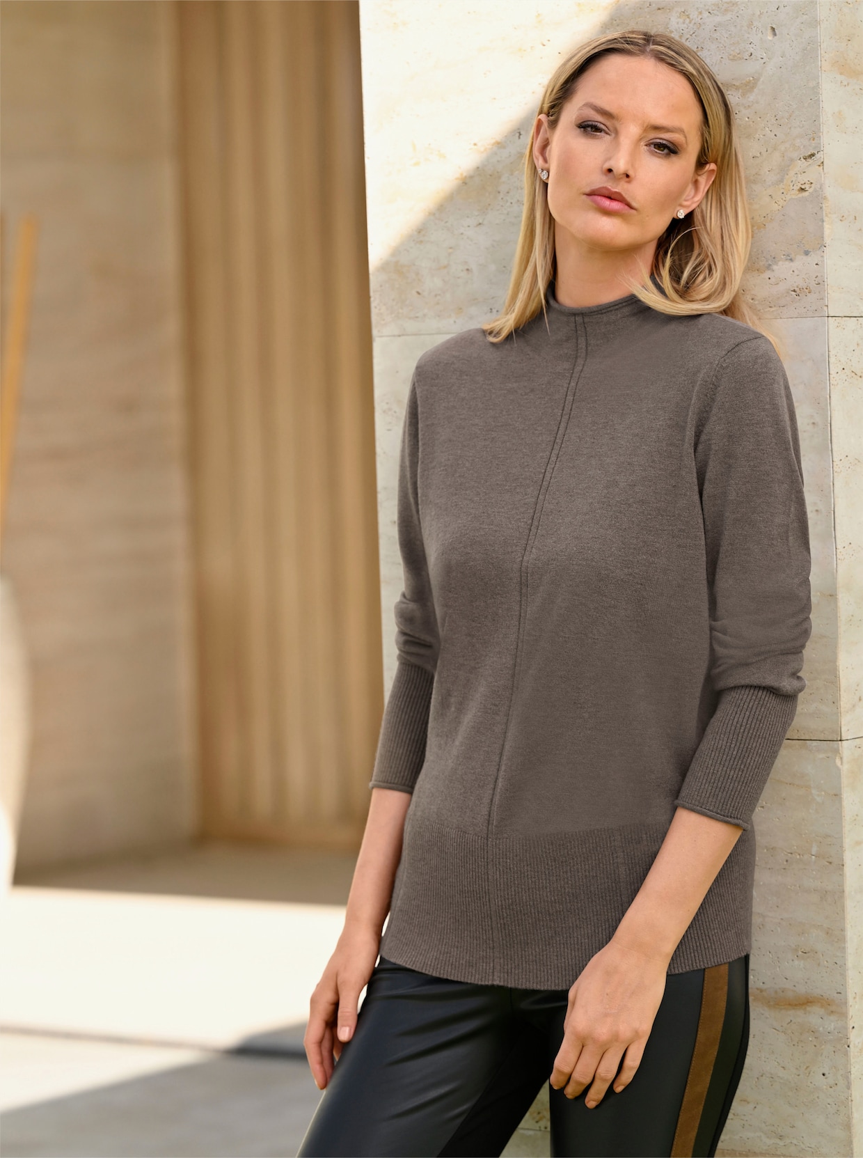 heine Gebreide pullover - taupe gemêleerd