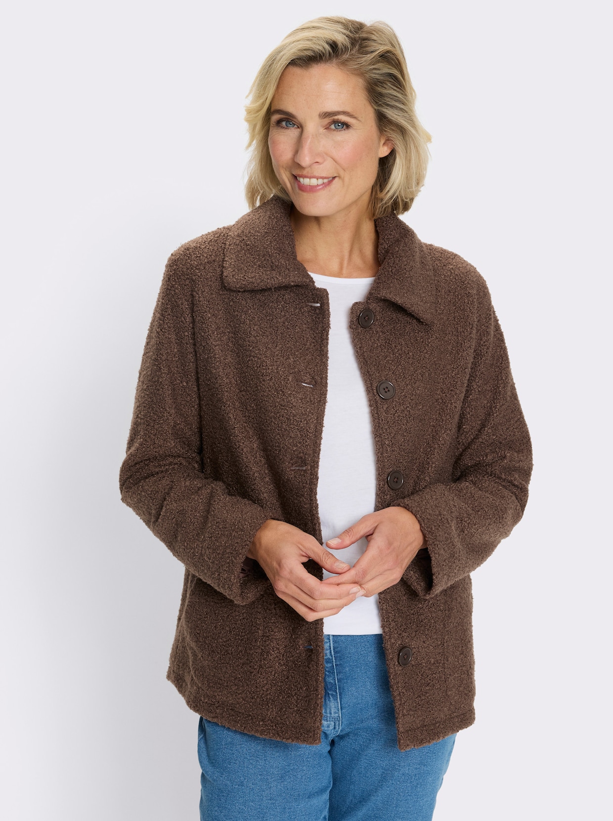 Boucléjack voor normale wintertemperaturen - chocolade