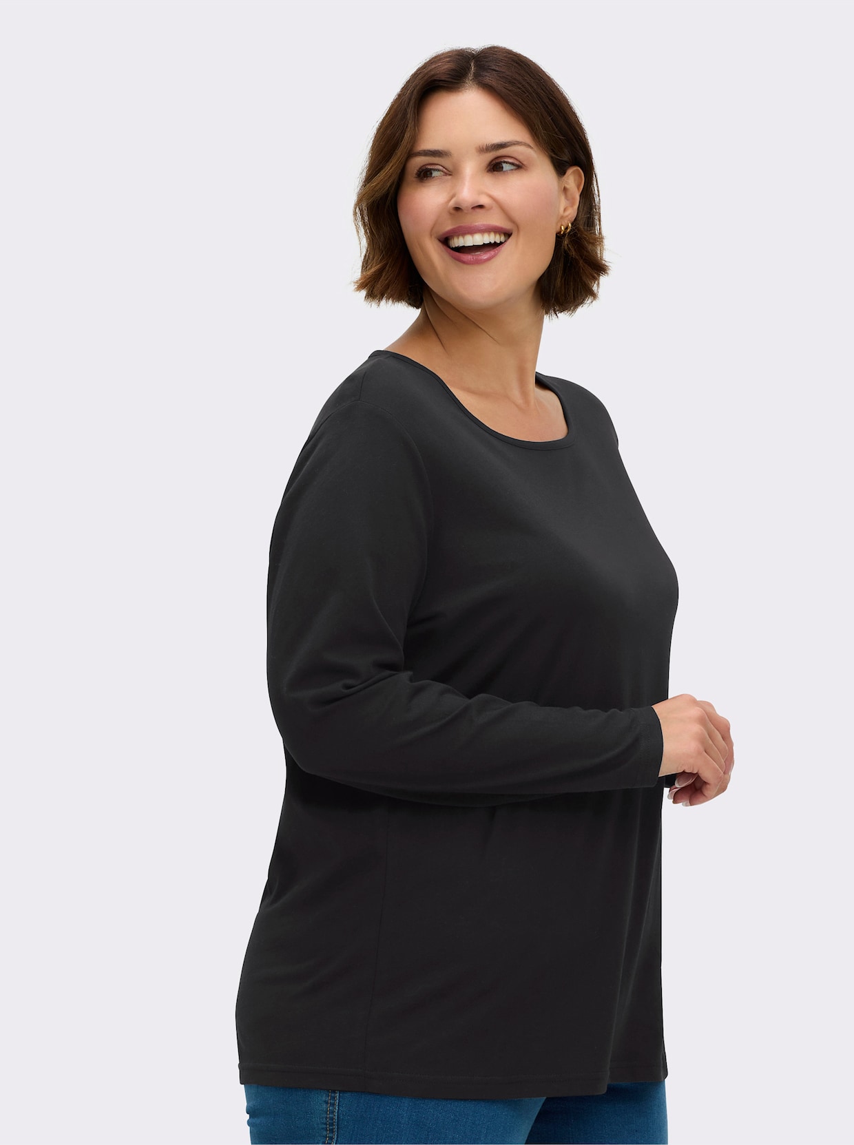 Langarmshirt in weiter Form - schwarz