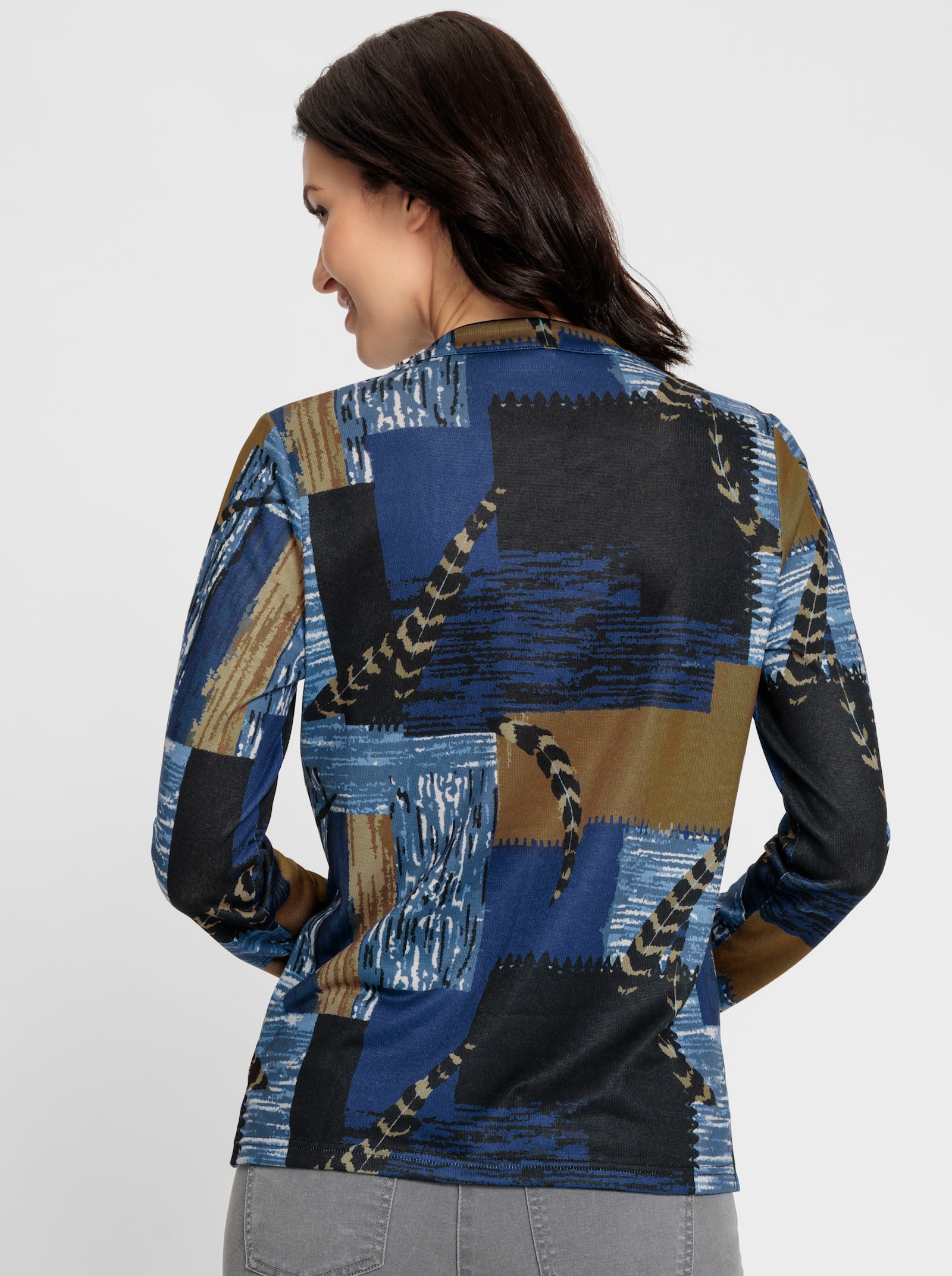 2-in-1-shirt met opstaande kraag - koningsblauw/zwart bedrukt