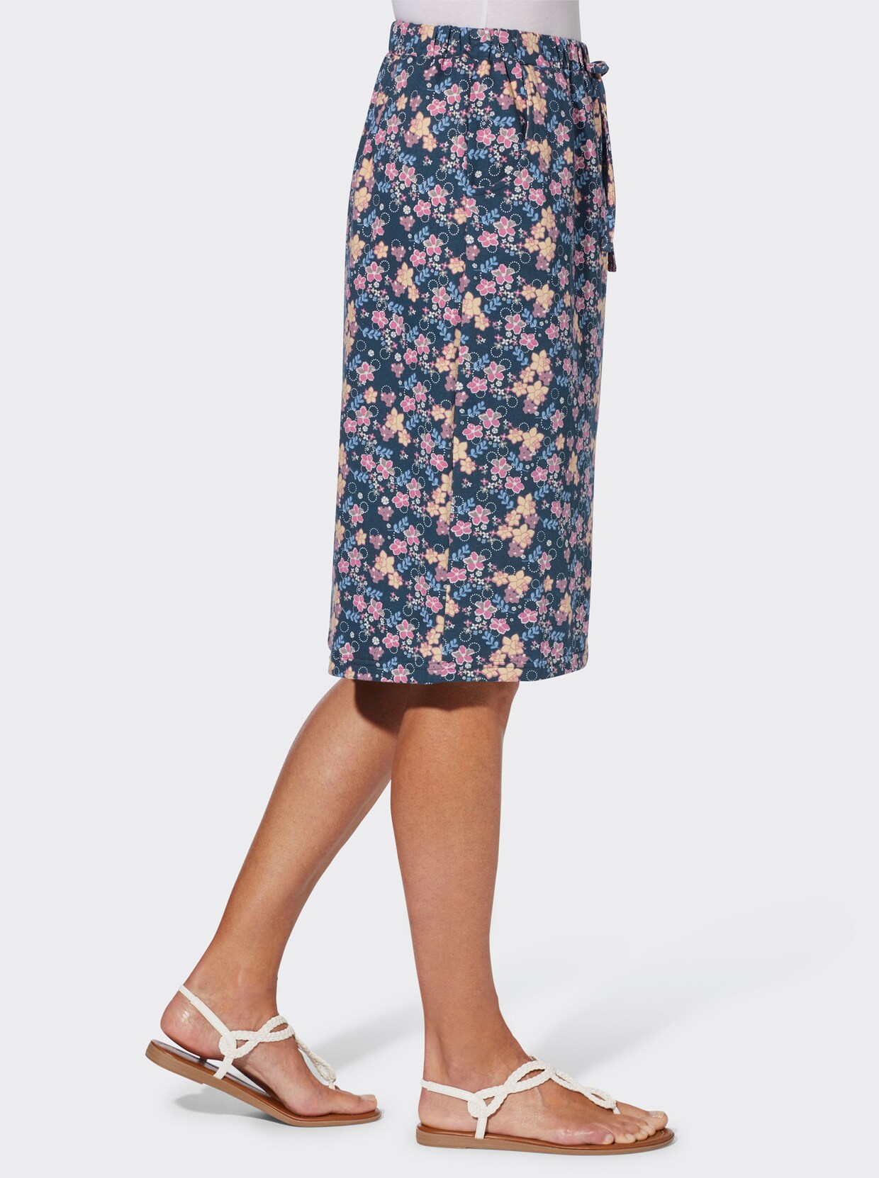 Jerseyrok - donkerblauw geprint
