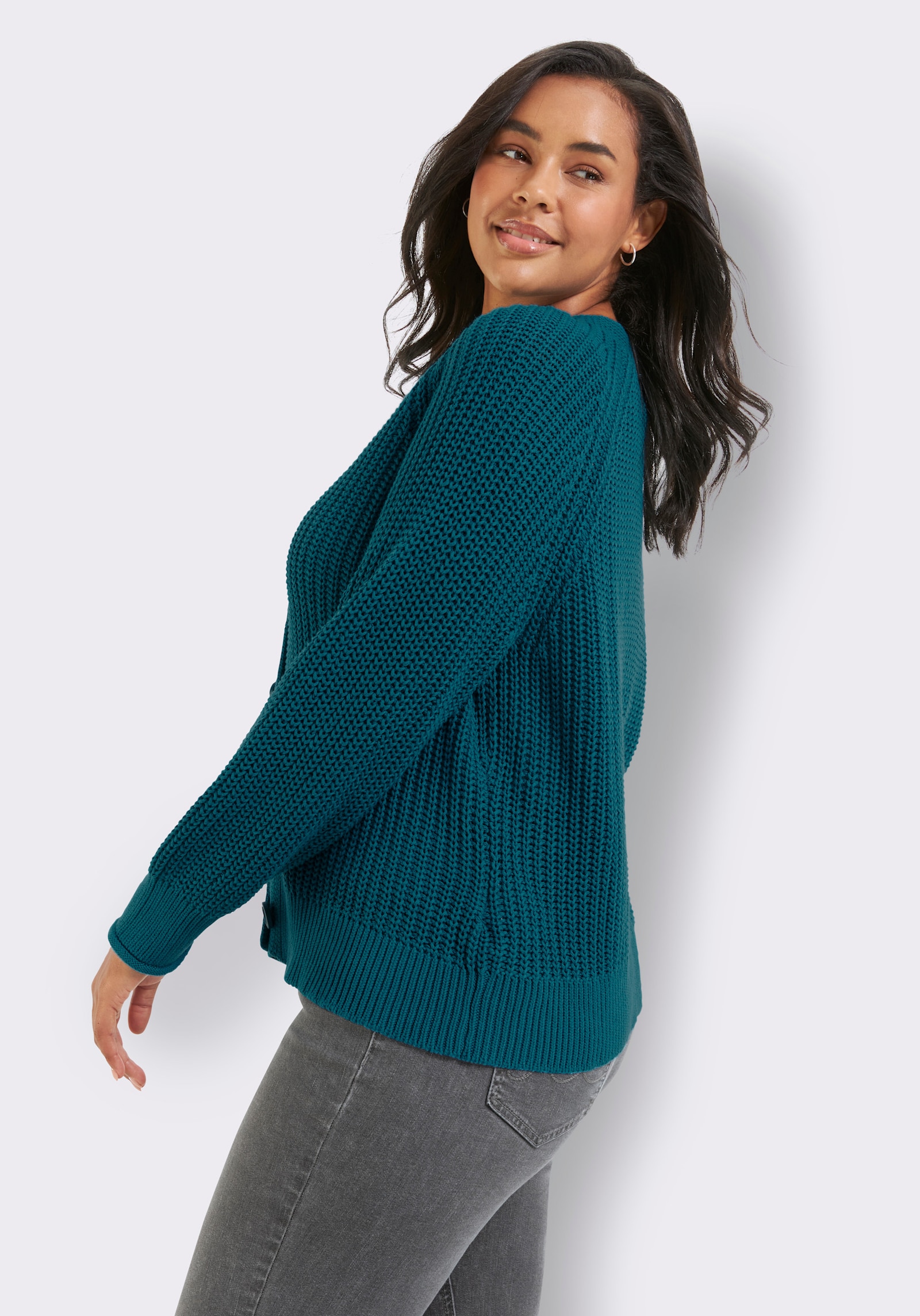 Strickjacke in Grobstrick-Muster - aquapetrol