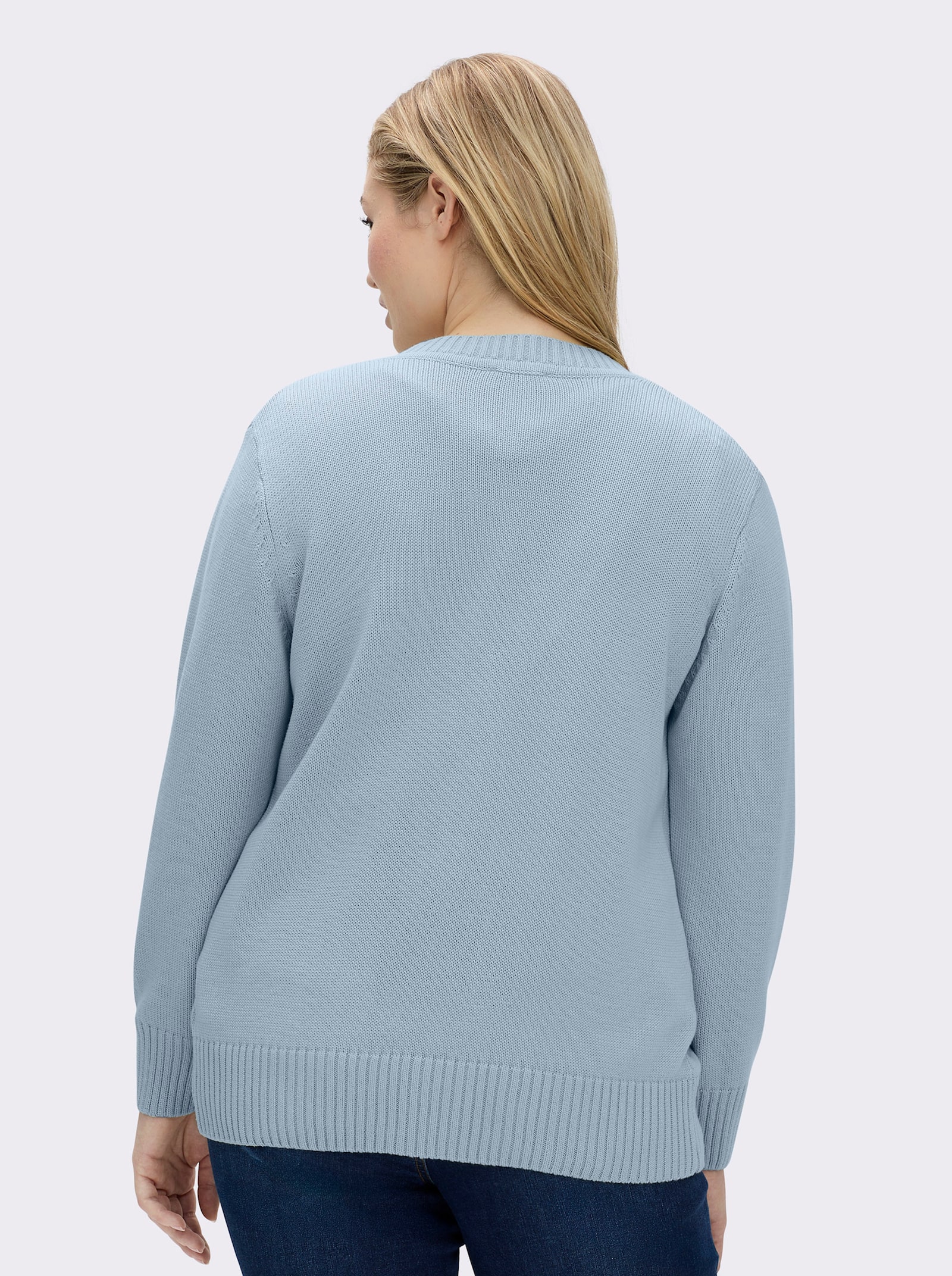 Strickjacke mit farblich abgestimmten Knöpfen - eisblau