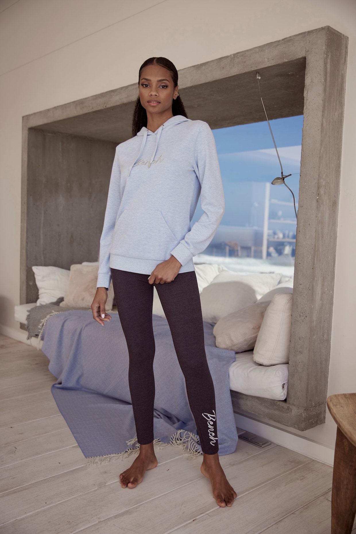 Sweatshirt à capuche - bleu clair chiné