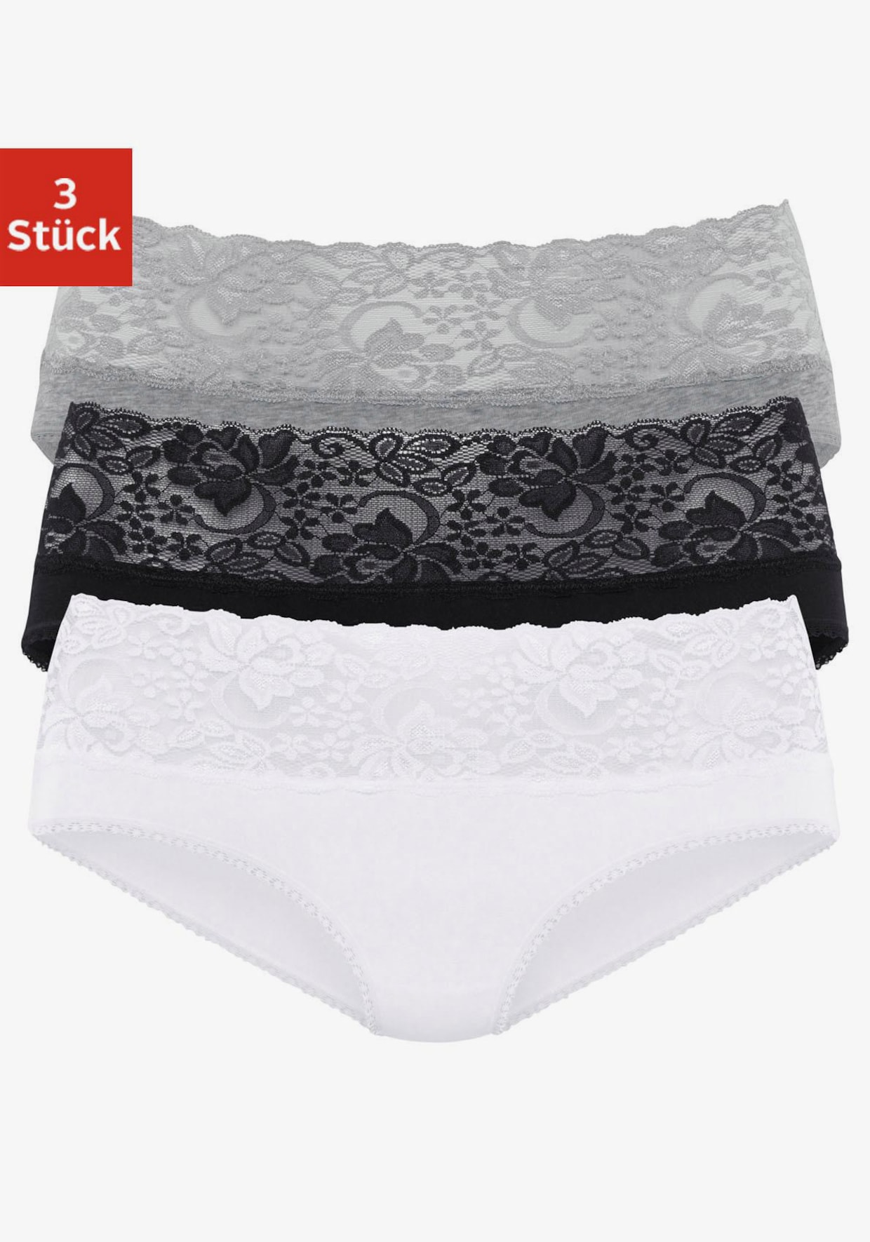 Vivance Slip - blanc, noir, gris chiné