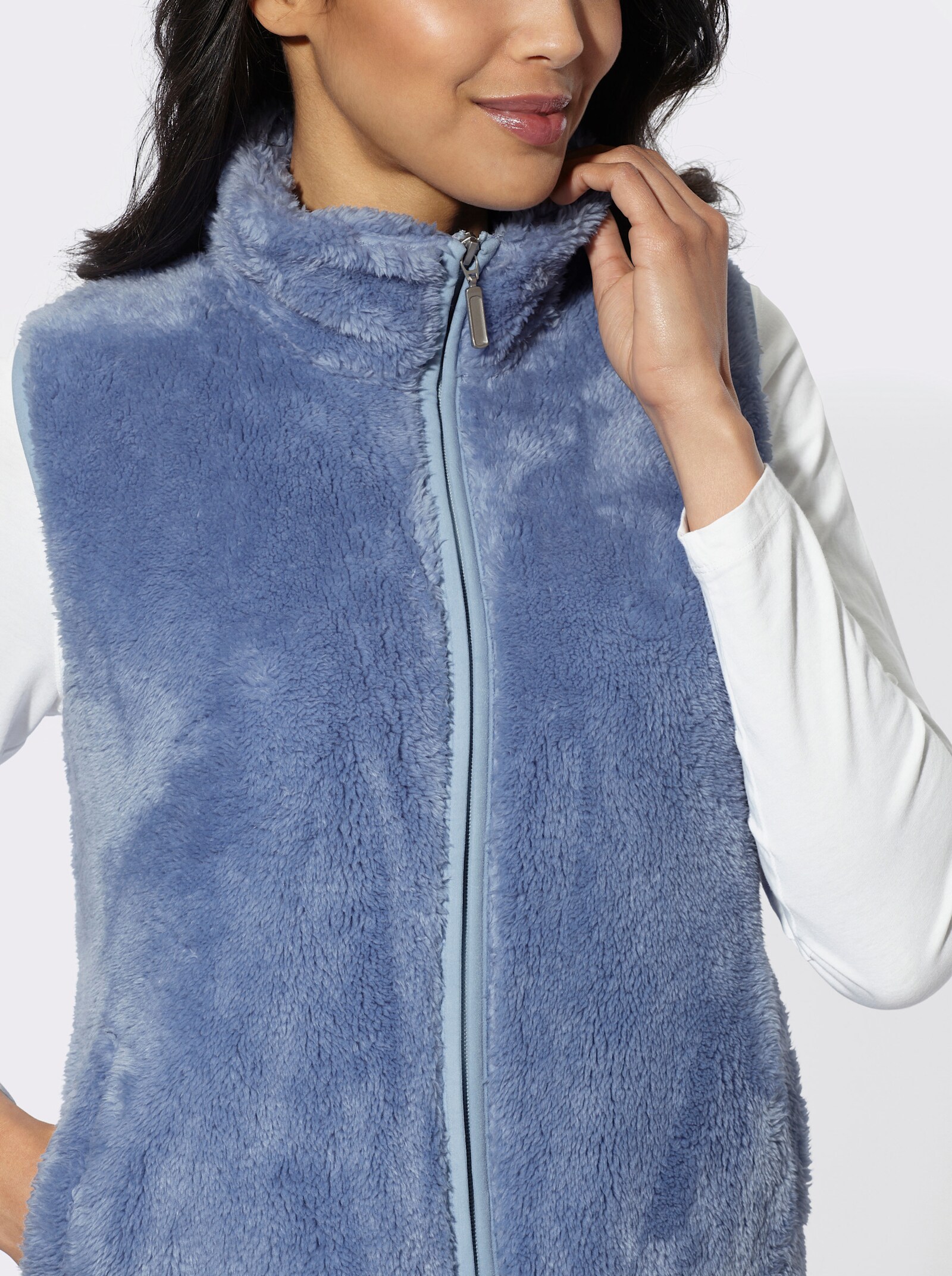 Sweatweste mit Umlegekragen - bleu