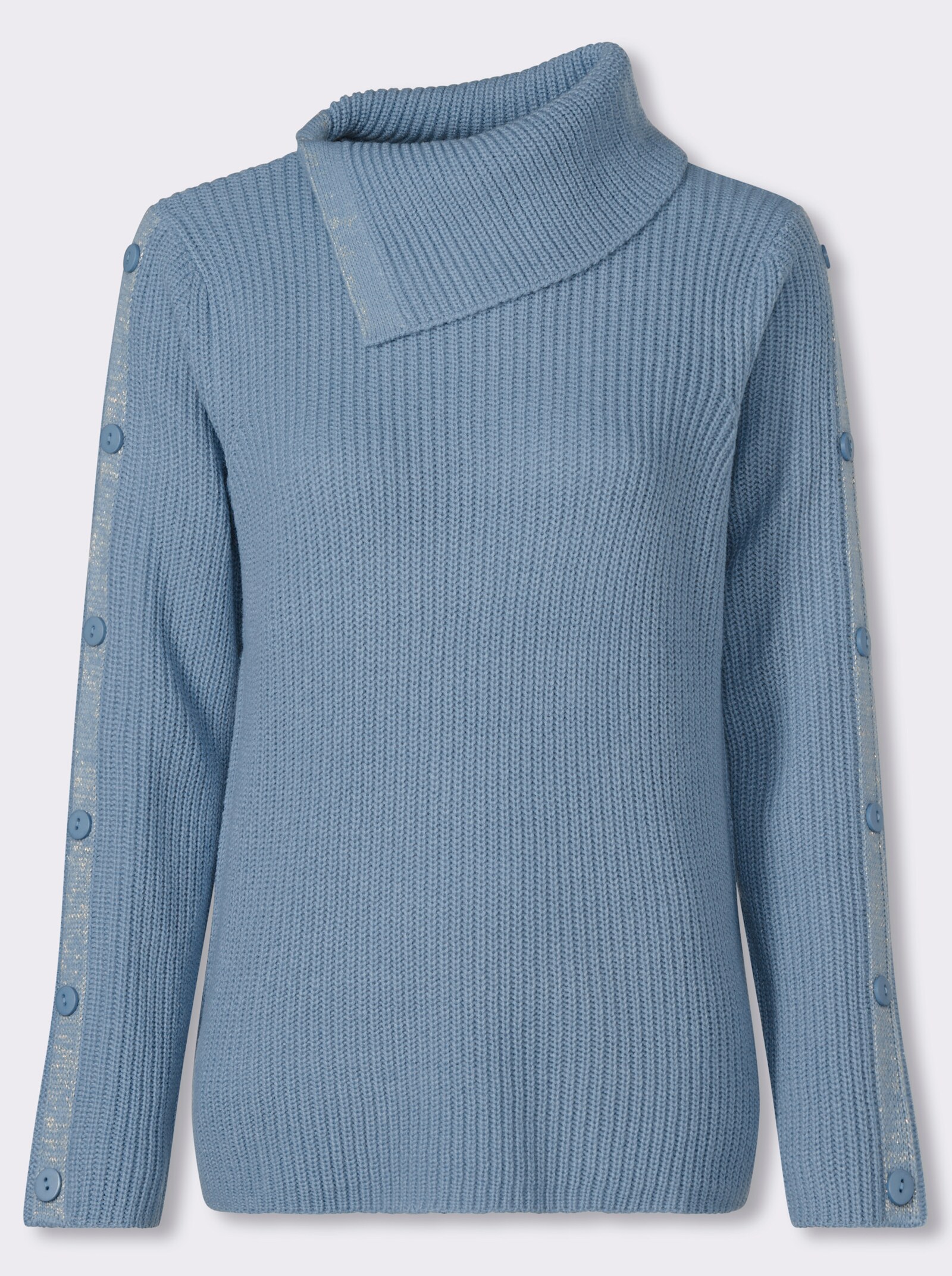 Langarm-Pullover mit asymmetrischem Kragen - bleu