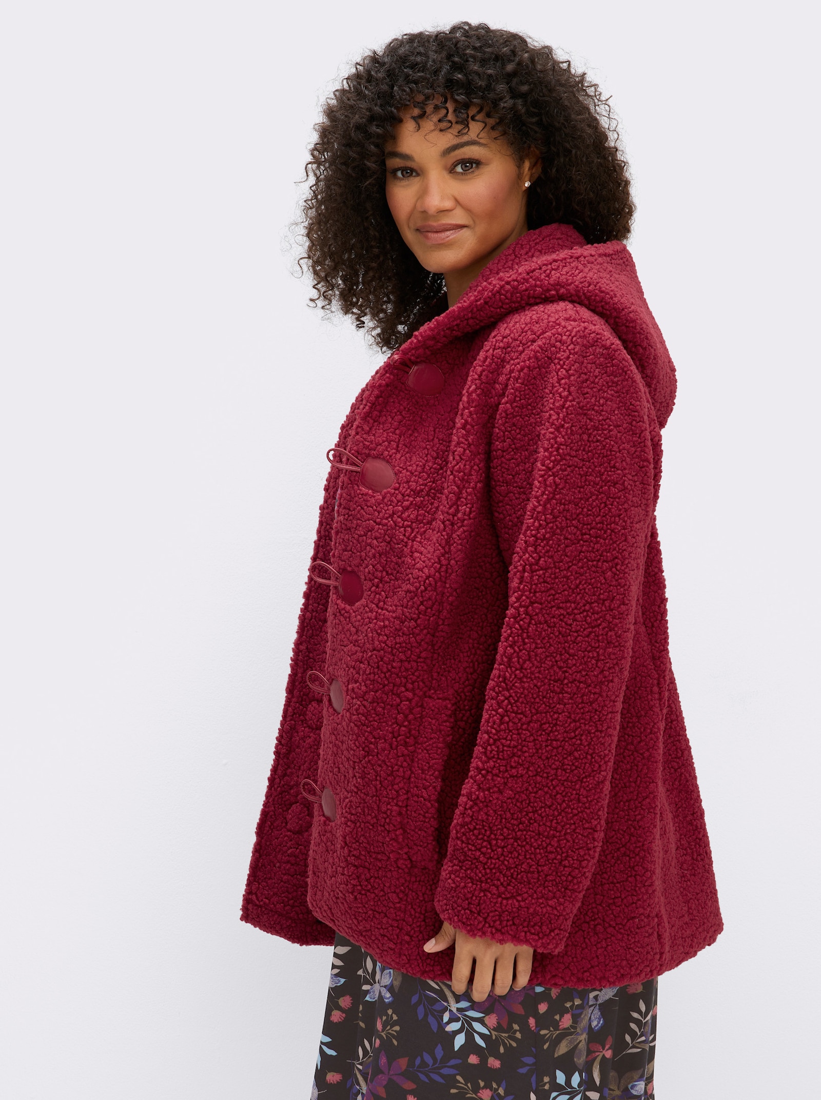 sheego by Joe Browns Teddyjacke mit Knebel-Knöpfen - kirsche