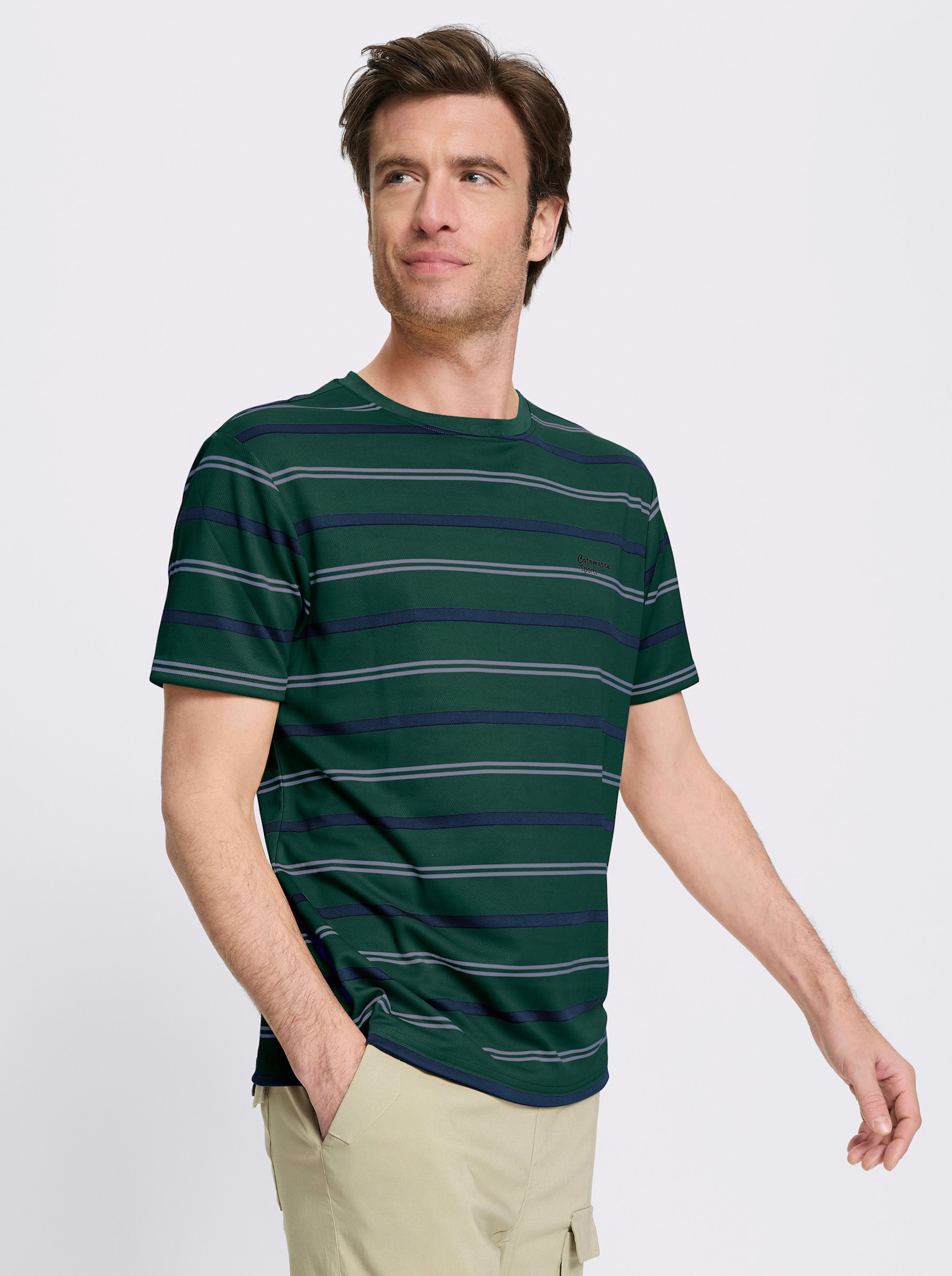 Catamaran Sports Funktionsshirt - moos-gestreift