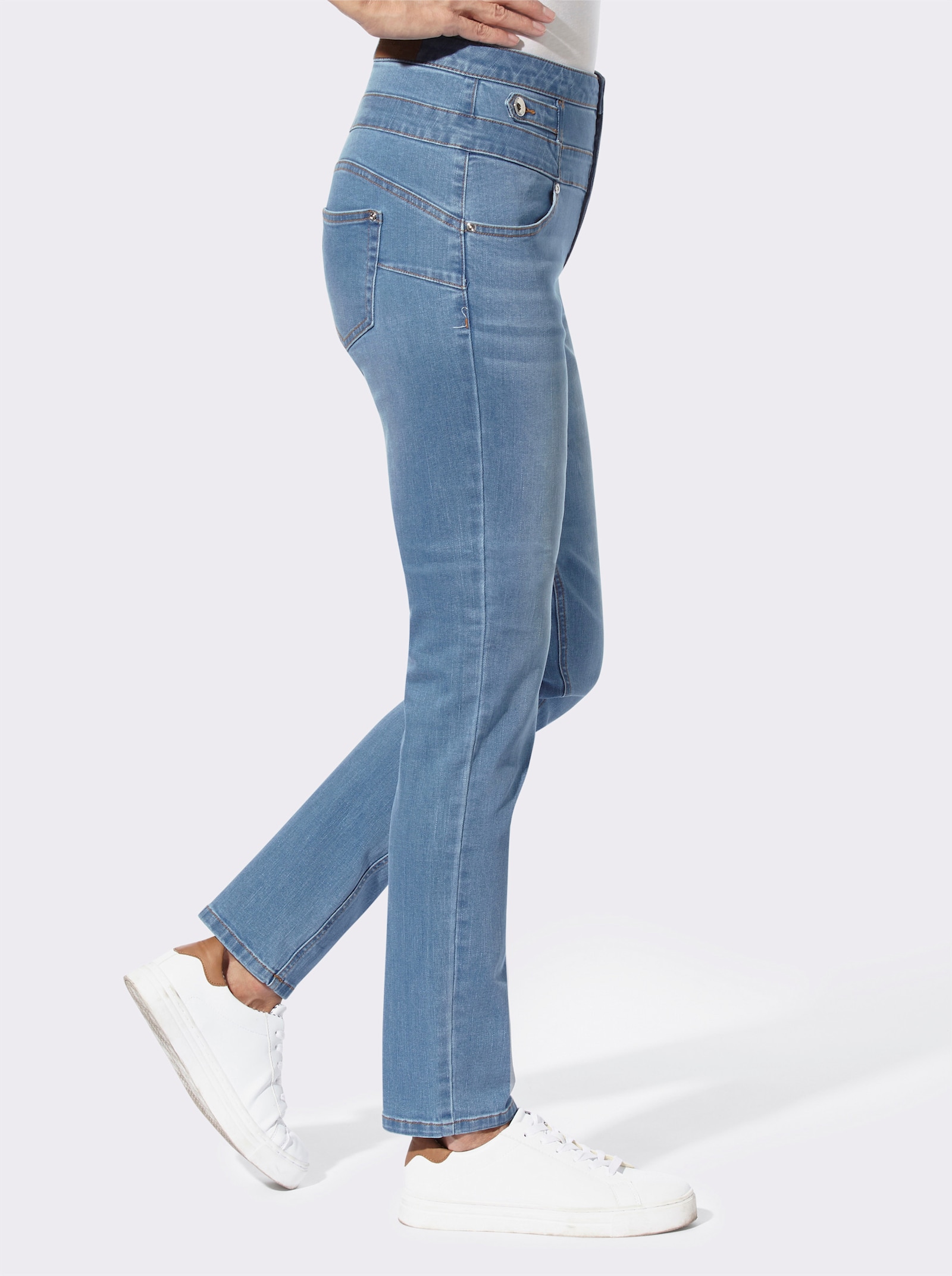 Jeans mit 3-Knopf- und Reißverschluss - blue-bleached