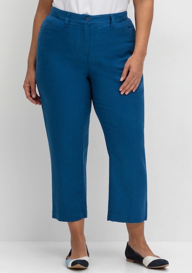 sheego 7/8-Hose aus Leinen-Mix - blaubeere