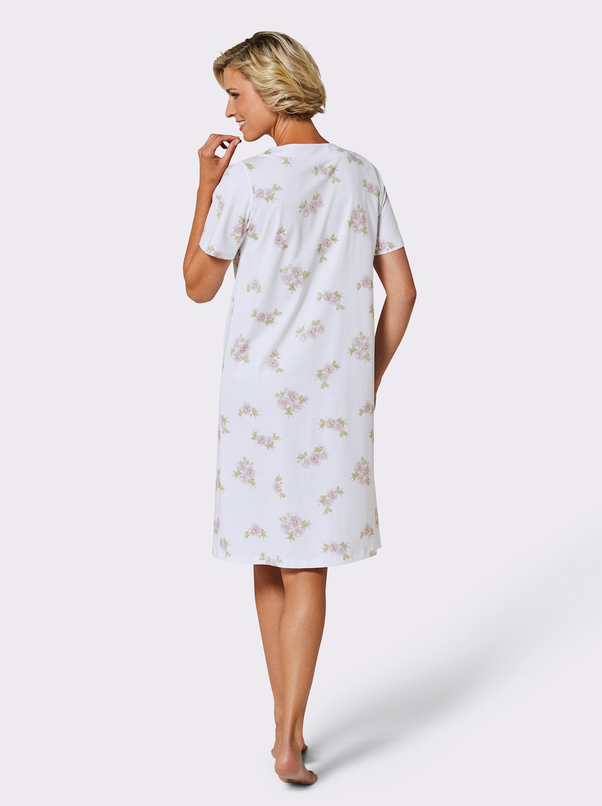 wäschepur Nachthemd - weiß-pistazie-bedruckt