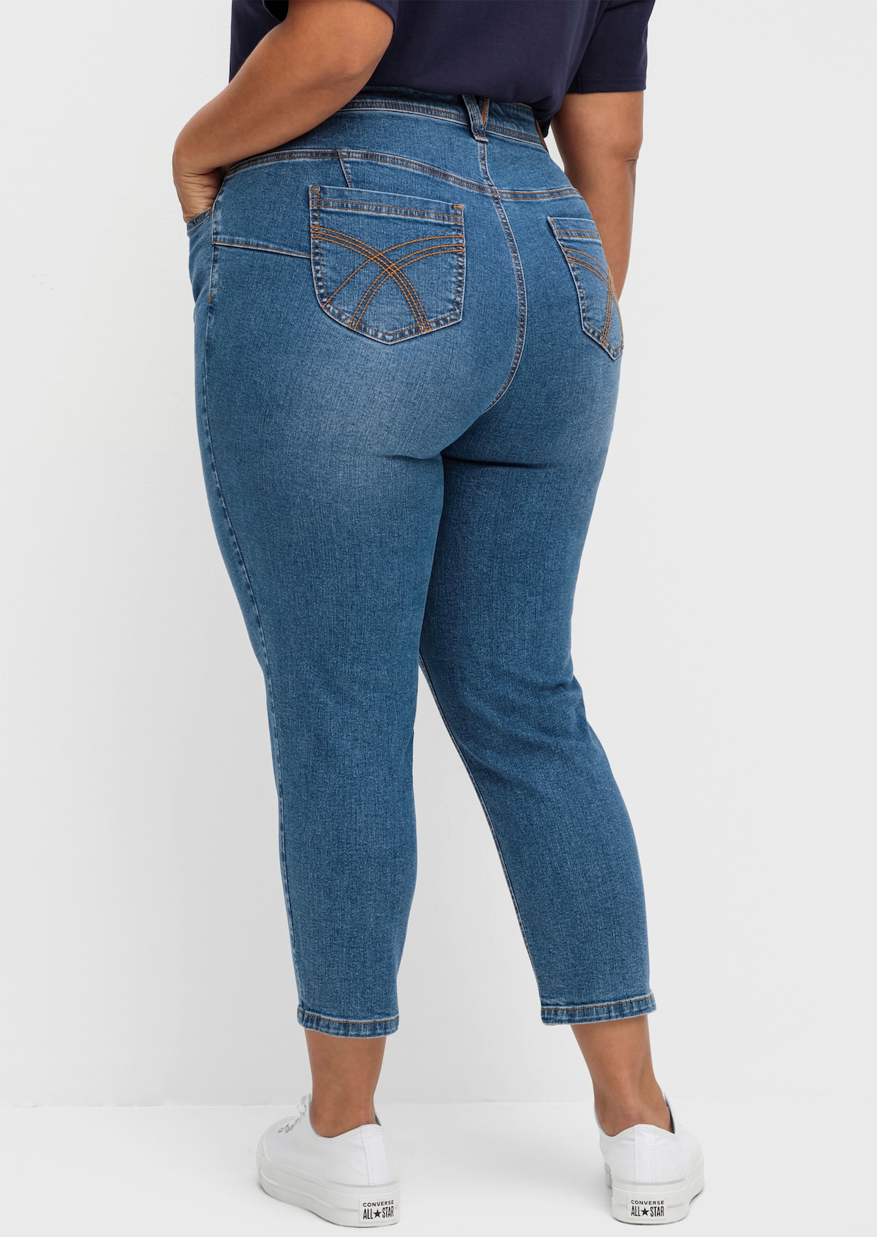 sheego High waist jeans - blue denim