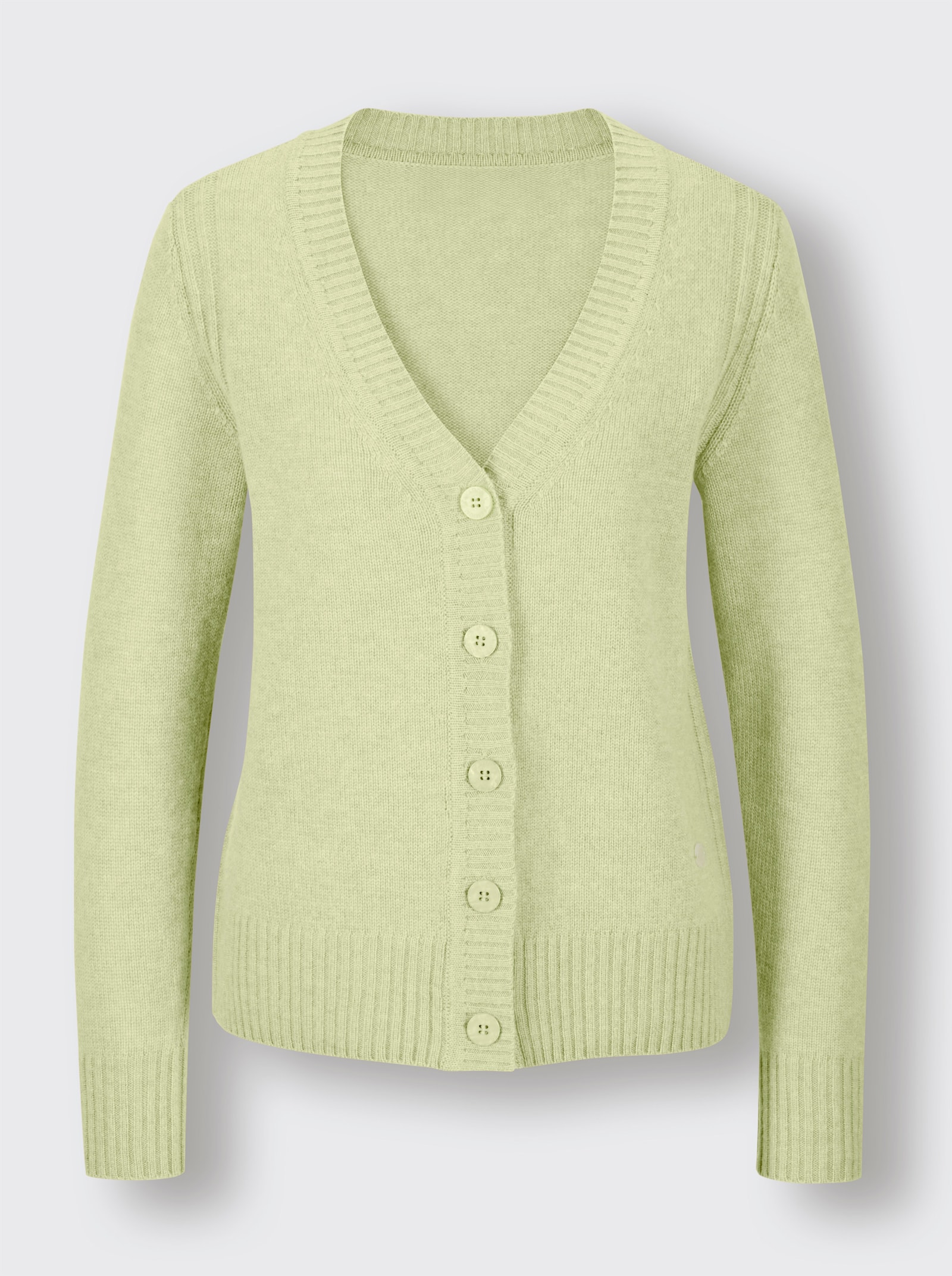 CREATION L PREMIUM Strickjacke mit Logo-Knöpfen - pistazie-meliert