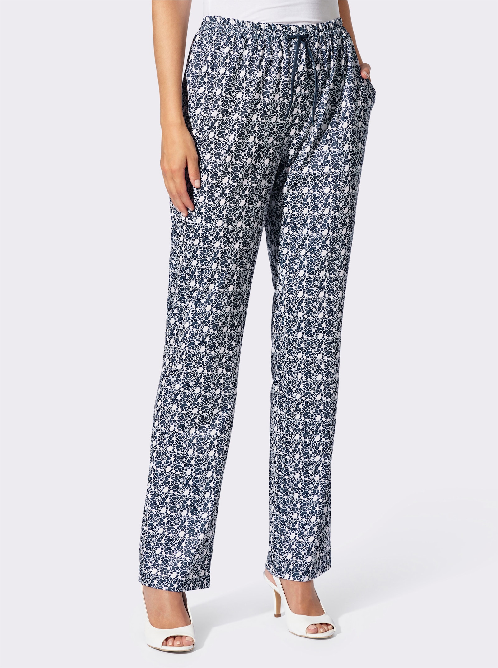 Jerseyhose aus recyceltem Polyester - marine-getupft