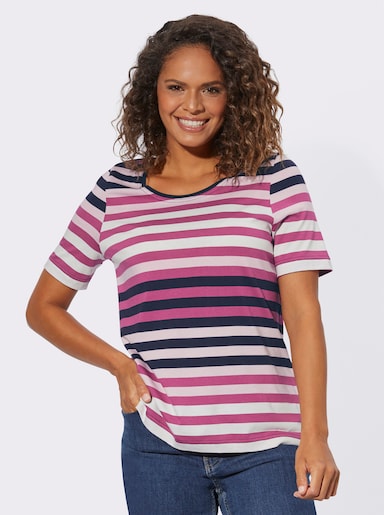 Shirt met korte mouwen - roze/marine gestreept