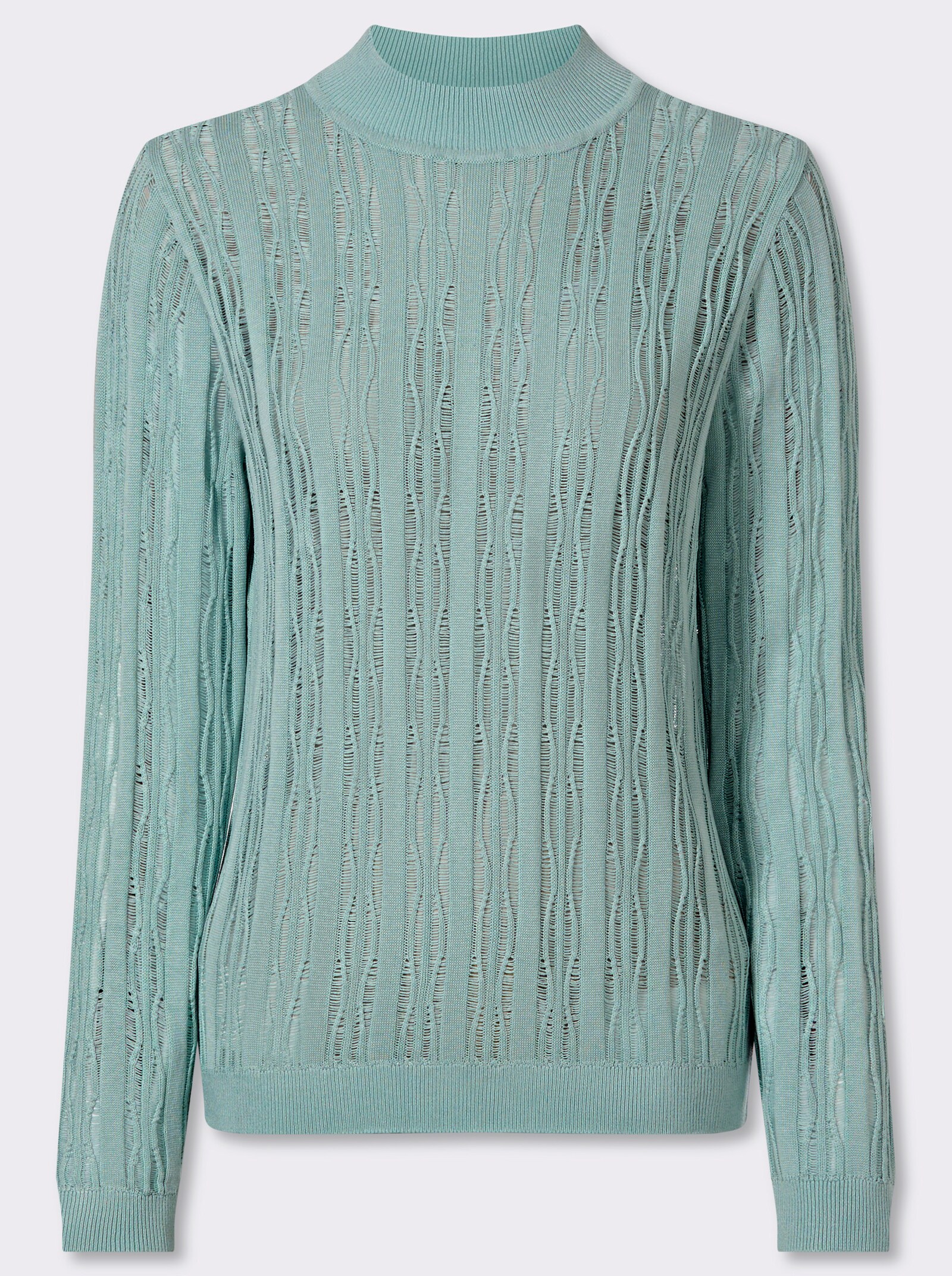 Stehkragenpullover mit Einstrickmuster - kalkmint