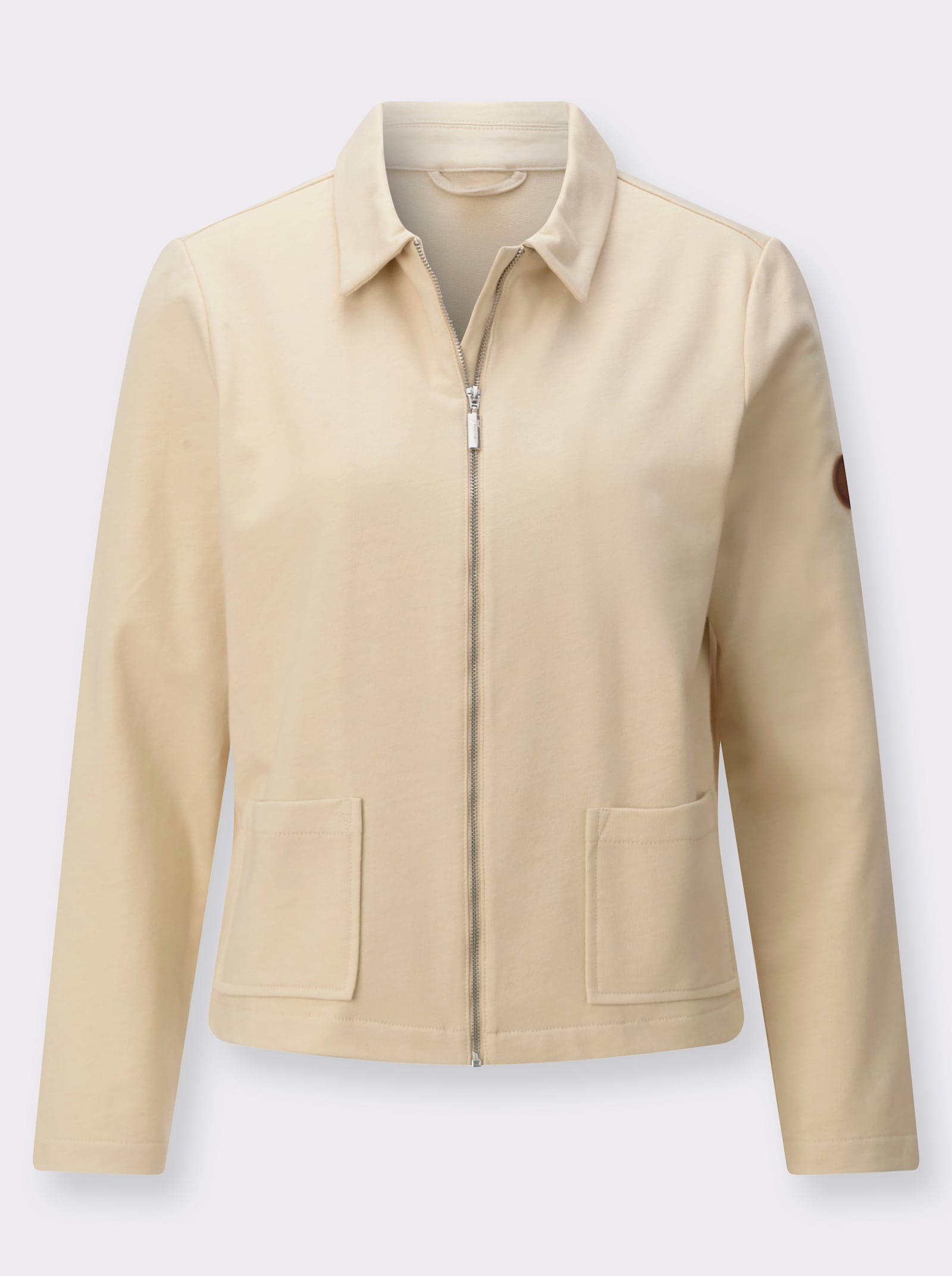 Sweatjacke aus reiner Baumwolle - sand