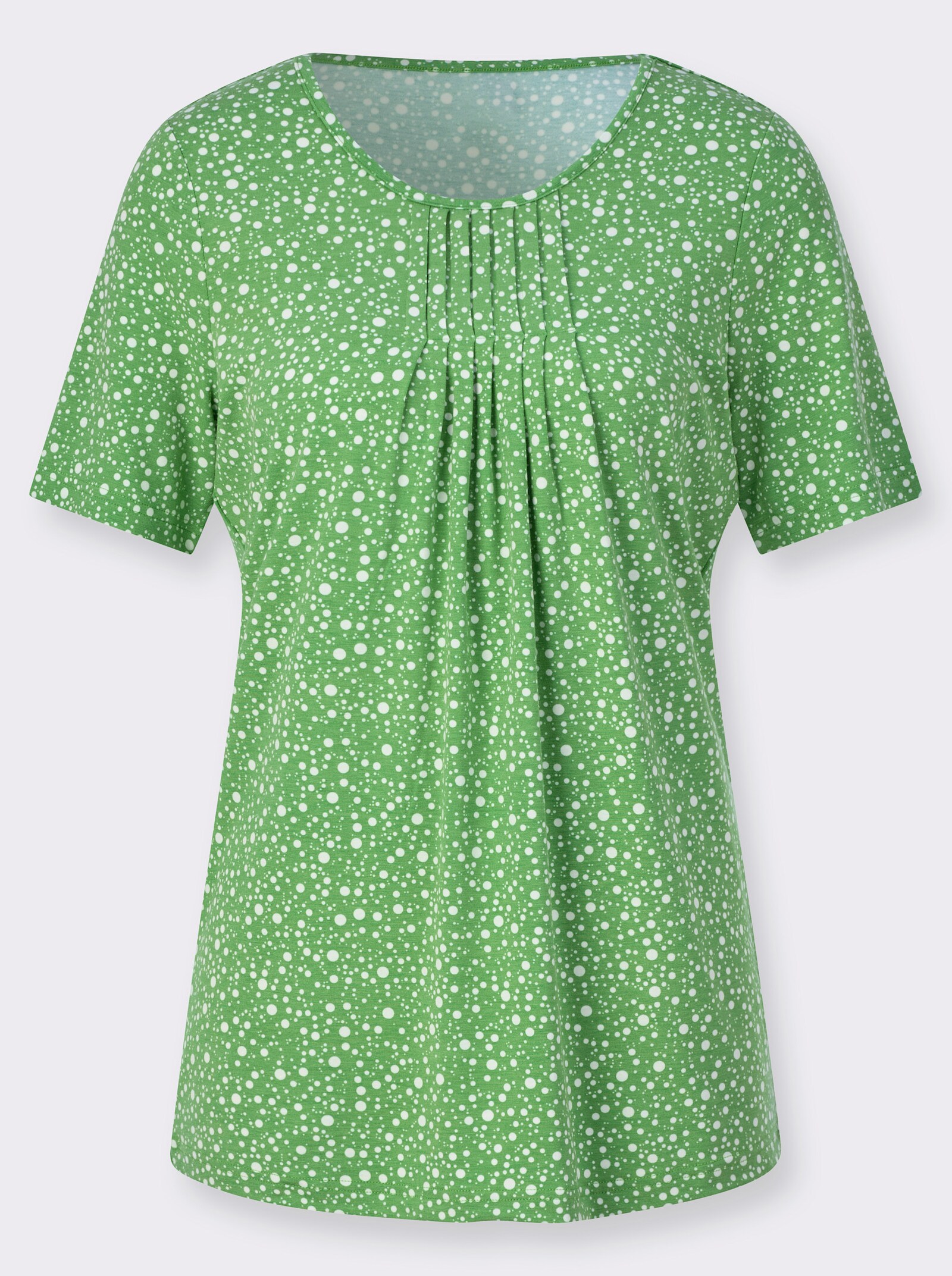 Tunikashirt mit Punkte-Dessin - apfel-weiß-bedruckt