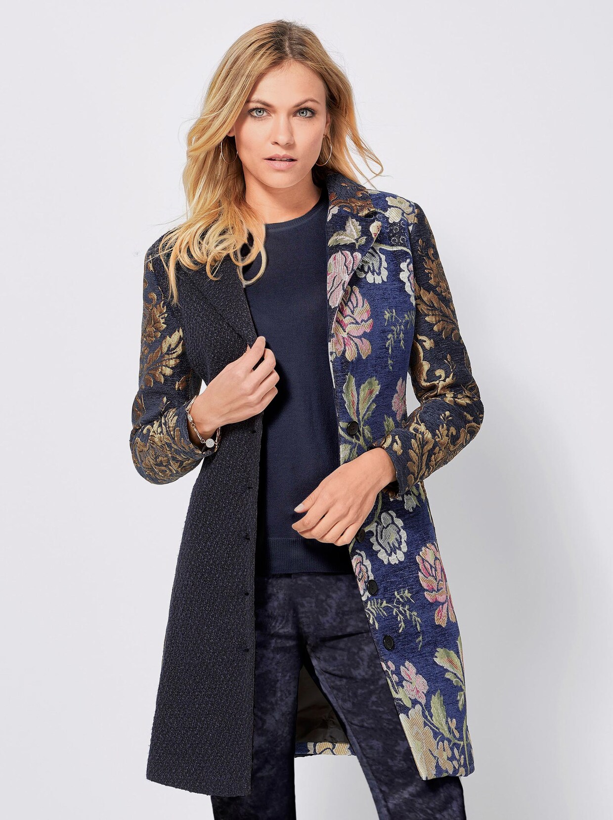 Mainpol Blazer long - bleu à motifs