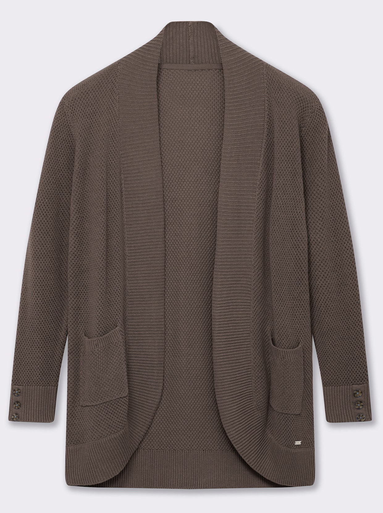 Longstrickjacke mit Struktur-Muster - dunkeltaupe