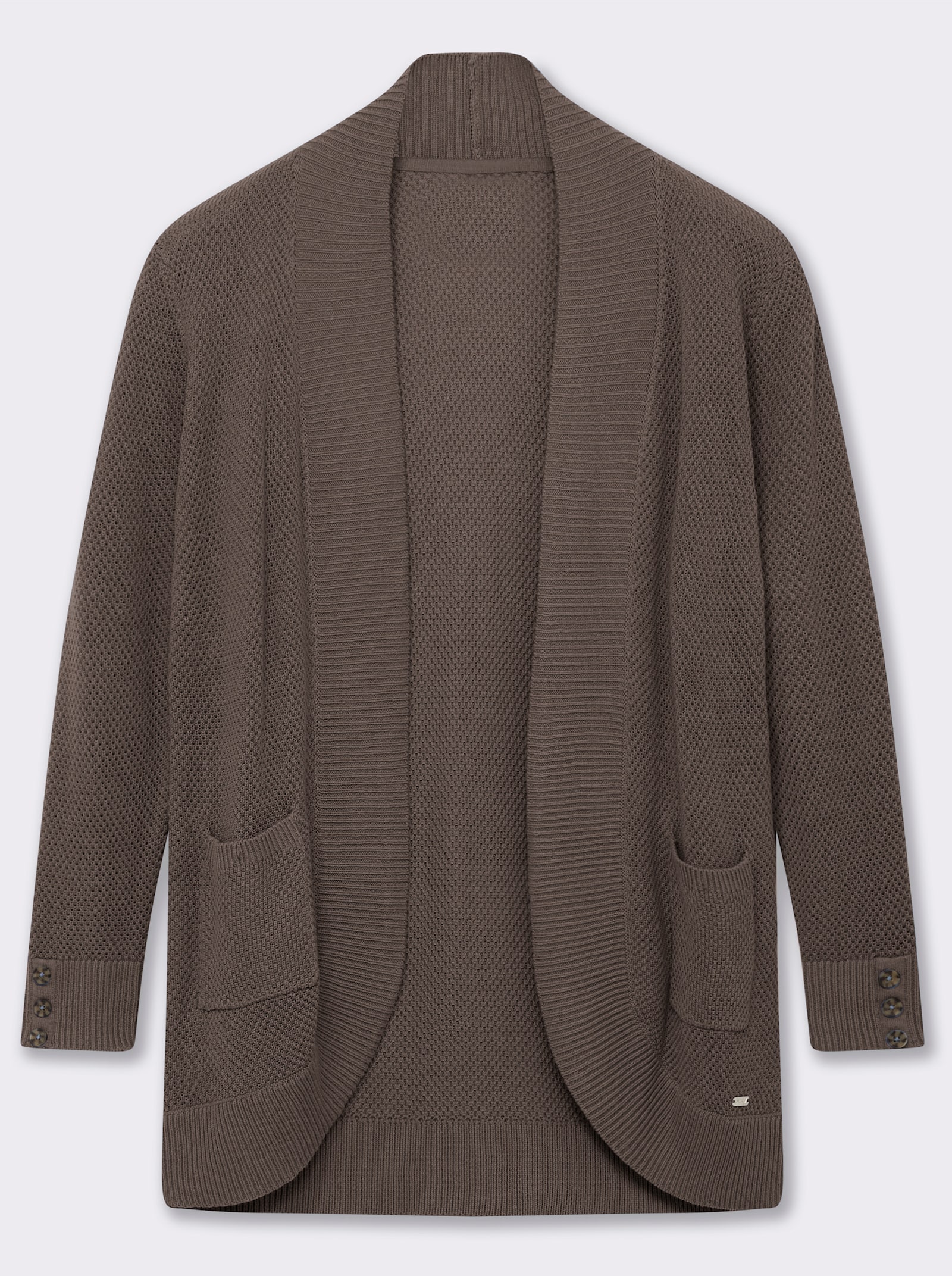 Longstrickjacke mit Struktur-Muster - dunkeltaupe