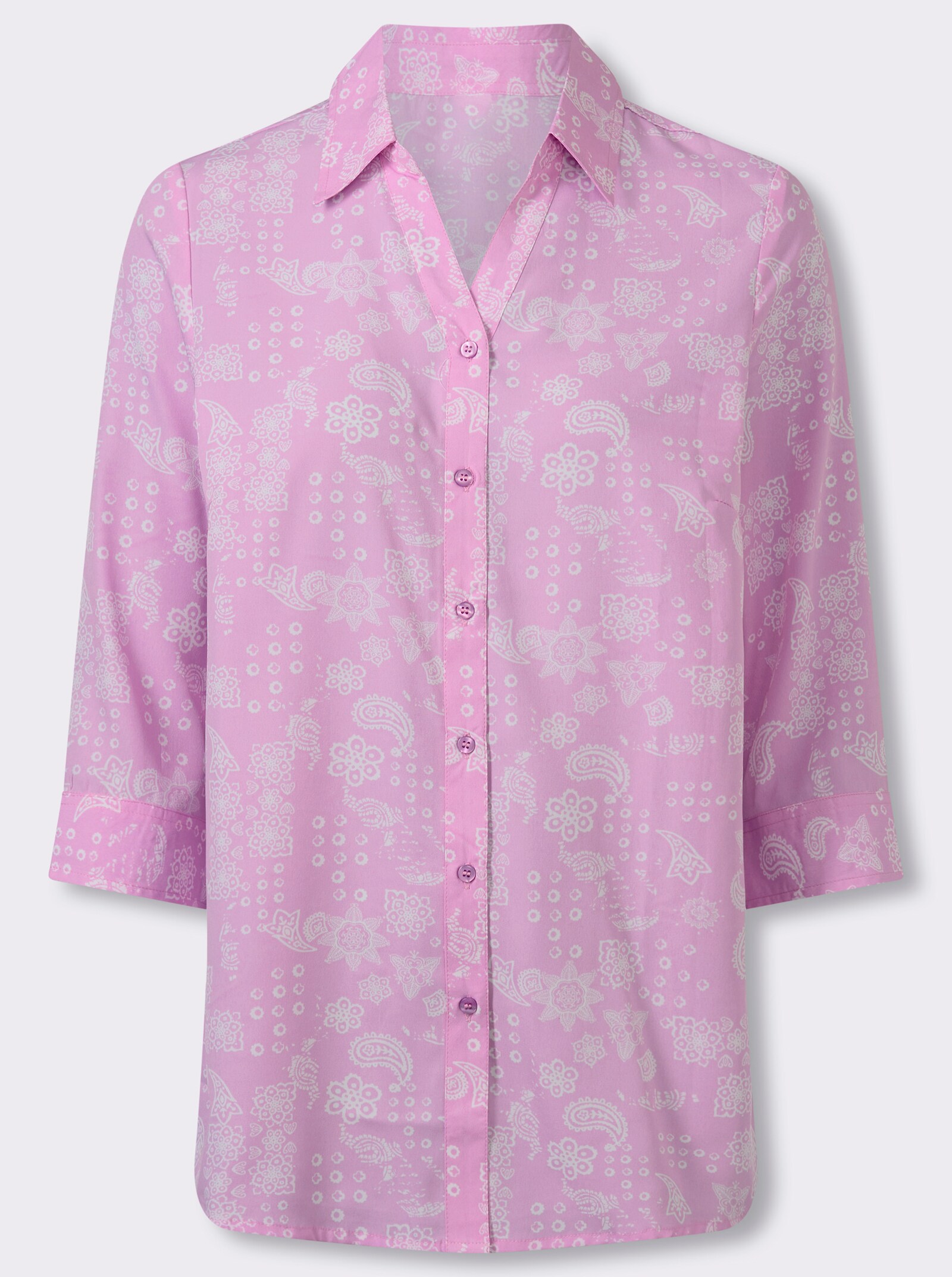 Longbluse mit Paisley-Print - orchidee-weiß-bedruckt