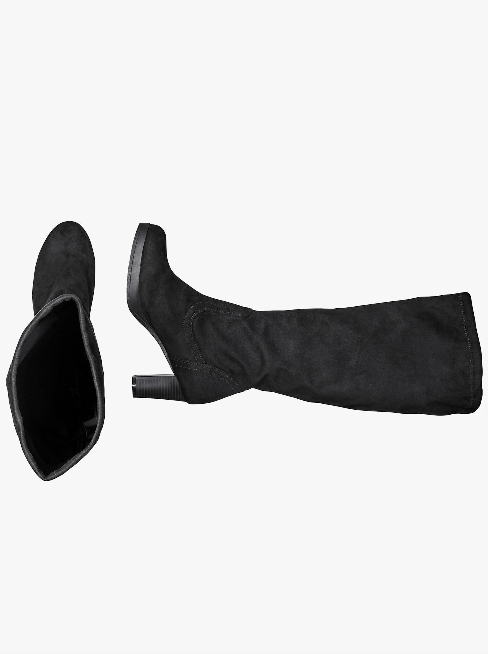 sheego Weitschaftstiefel aus Velourslederimitat, verschlusslos - schwarz