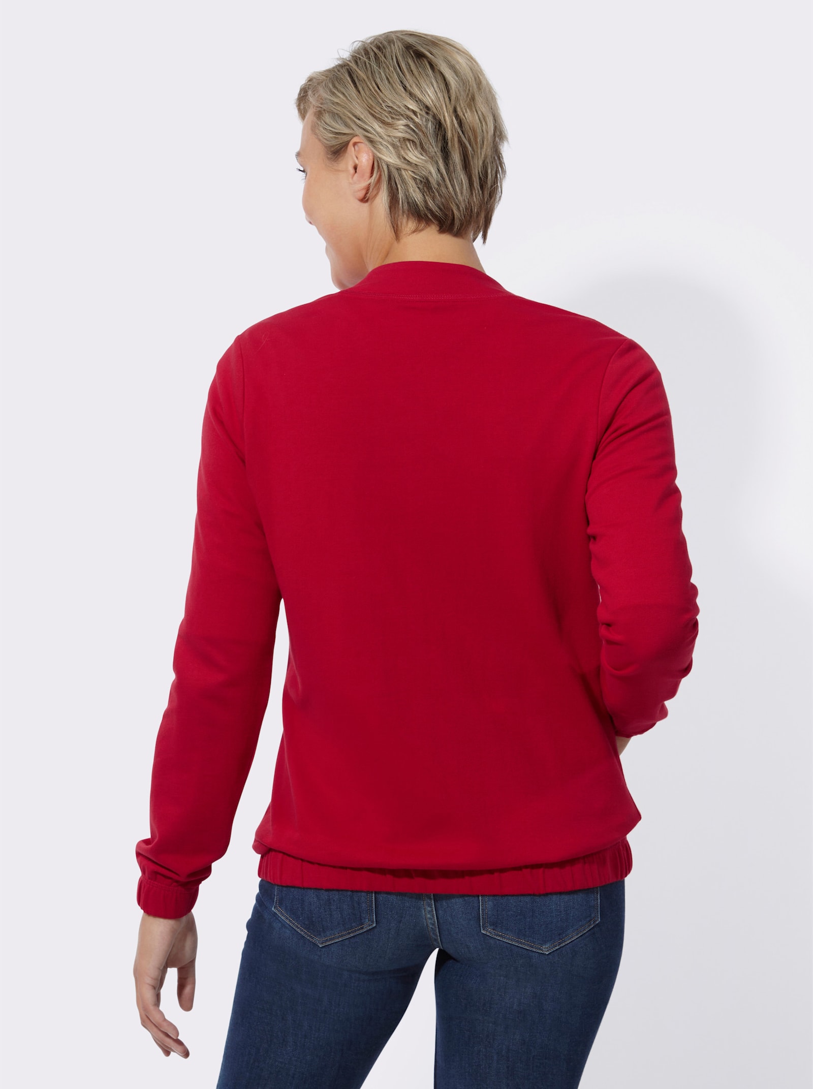 Sweatjack met doorknoopsluiting - rood