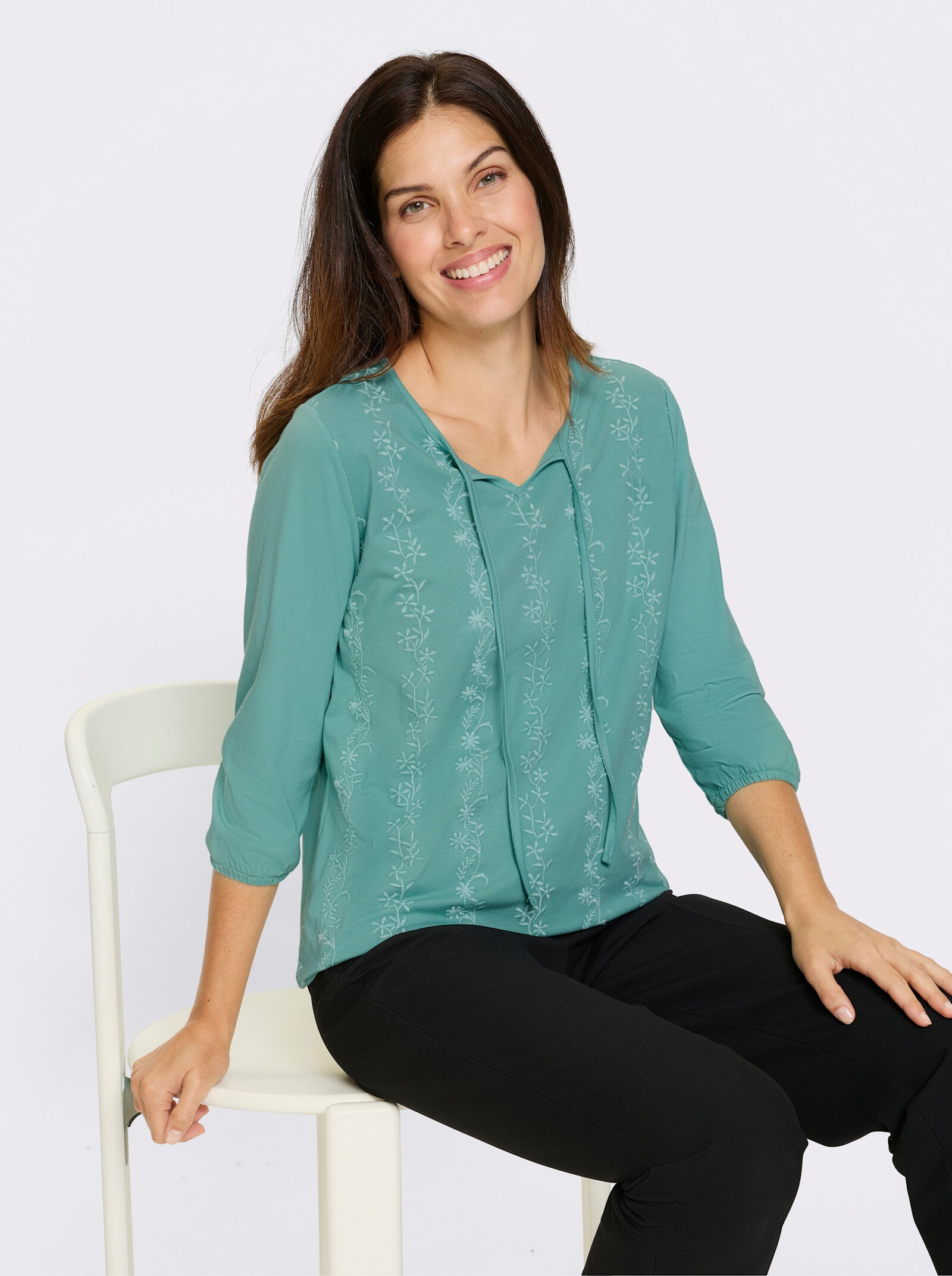 Tričko s 3/4 rukávem - šalvějová