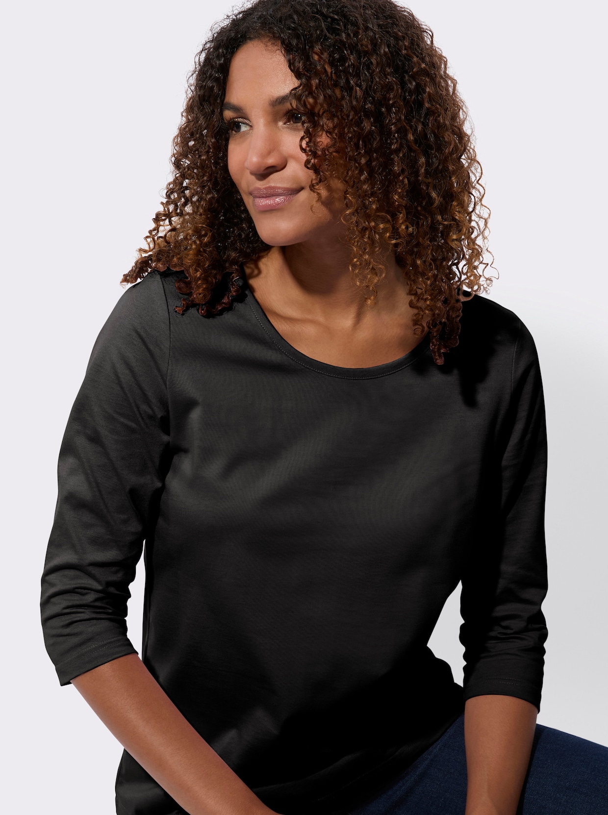 3/4-Arm-Shirt - schwarz + ecru