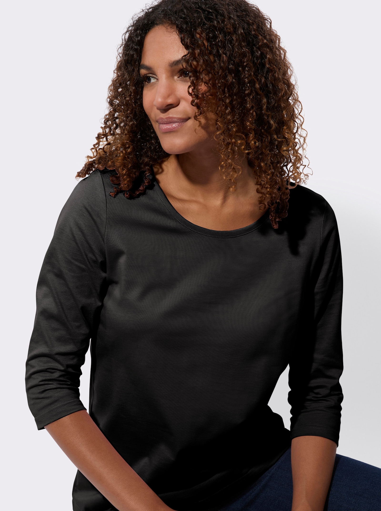 Tričko s 3/4 rukávem v balení po 2 kusech - černá + ecru