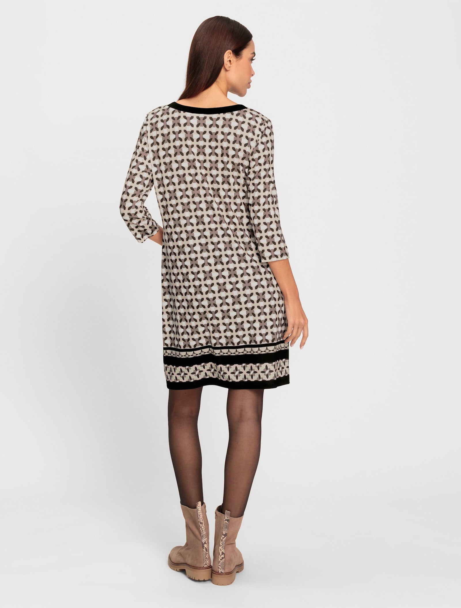 heine Jurk met print en glittersteentjes - ecru/grafiet bedrukt