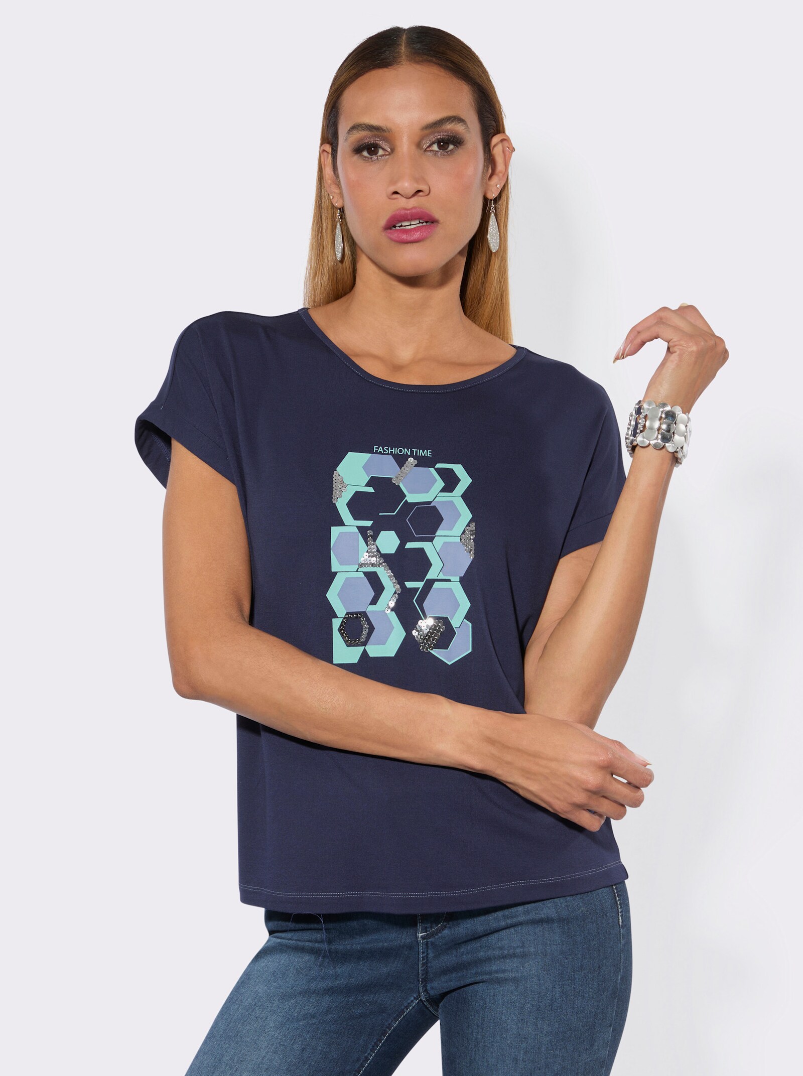 Druck-Shirt - marine-bedruckt