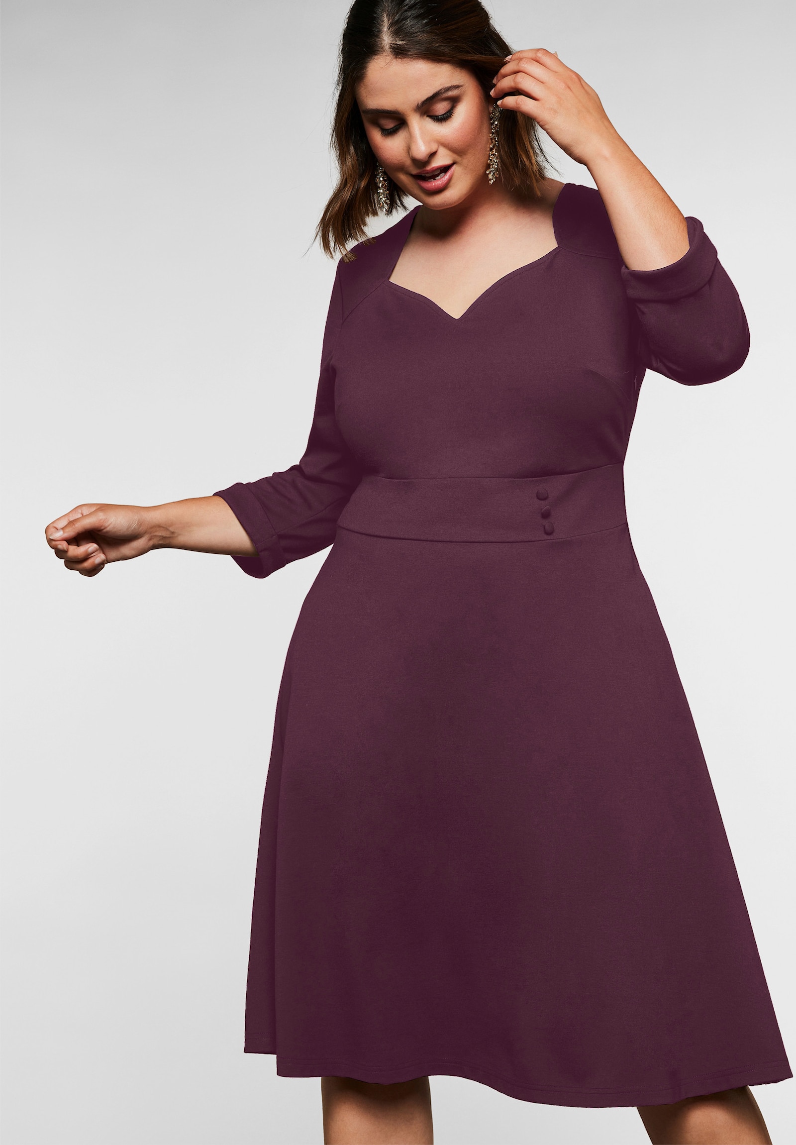 sheego by Joe Browns Cocktailkleid mit Taillenband - burgund