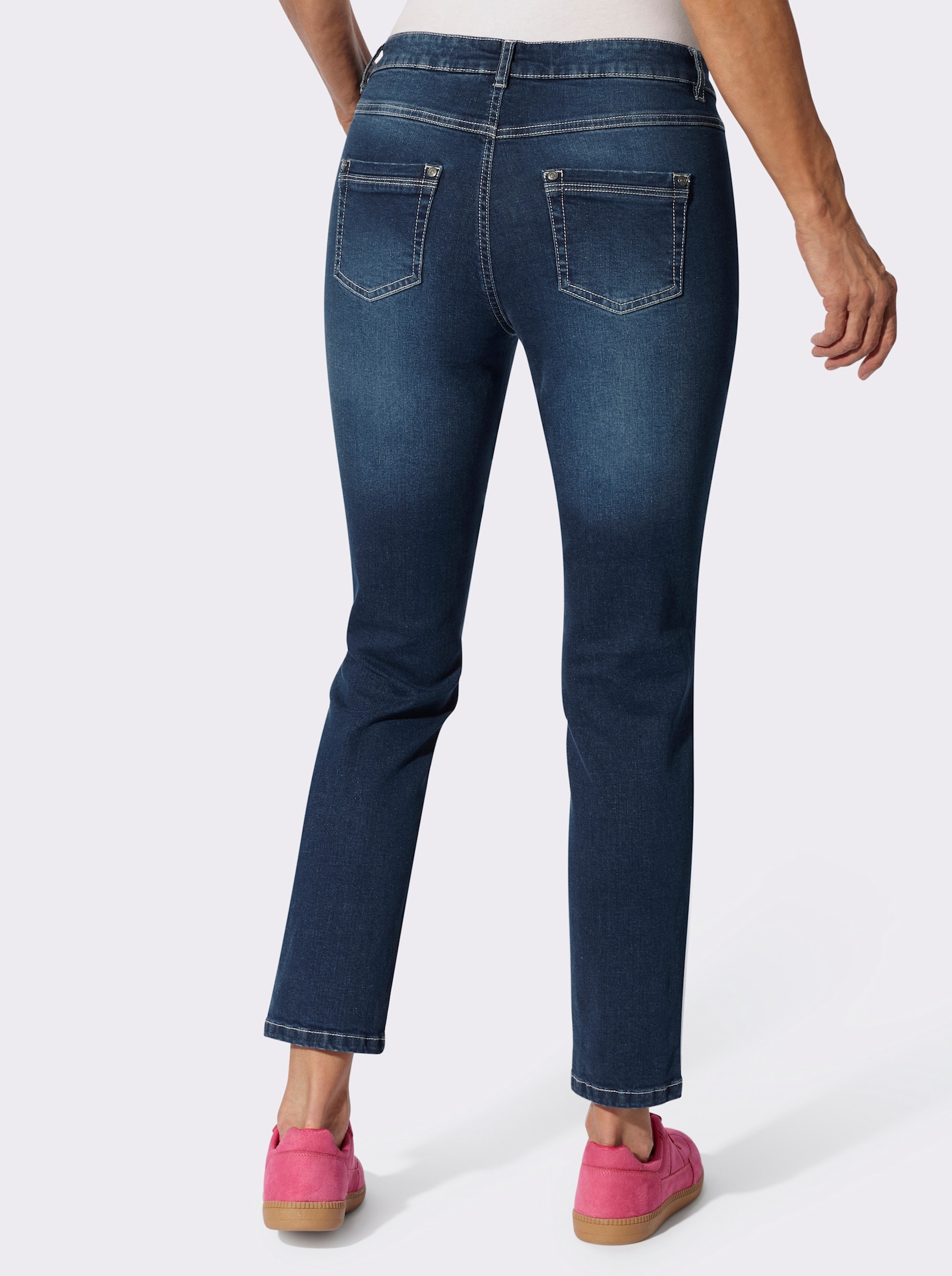 Skinny Jeans mit Glitzersteinchen - blue-stone-washed