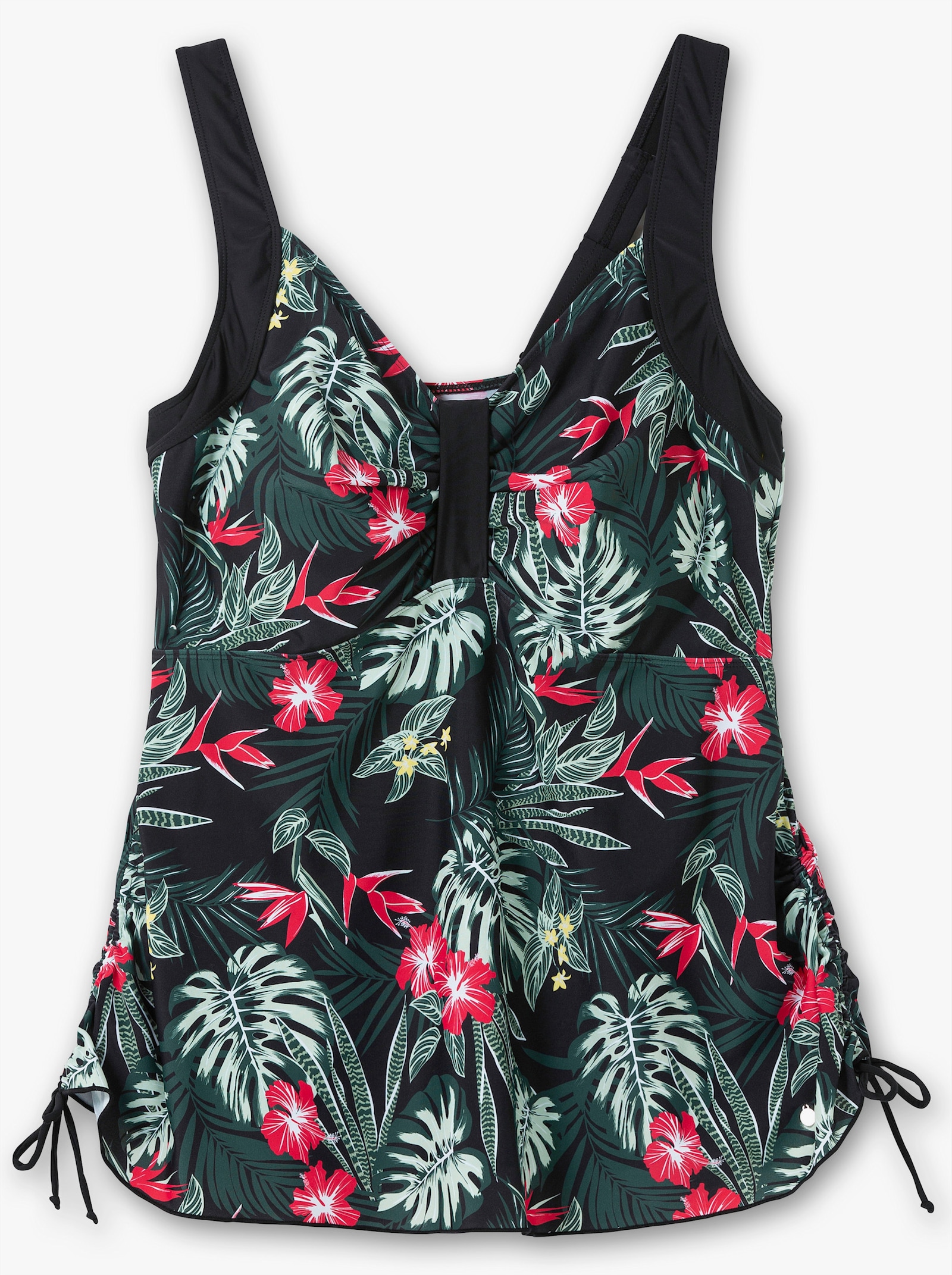 sheego Tankini-Oberteil mit Tropical-Print - schwarz-gemustert